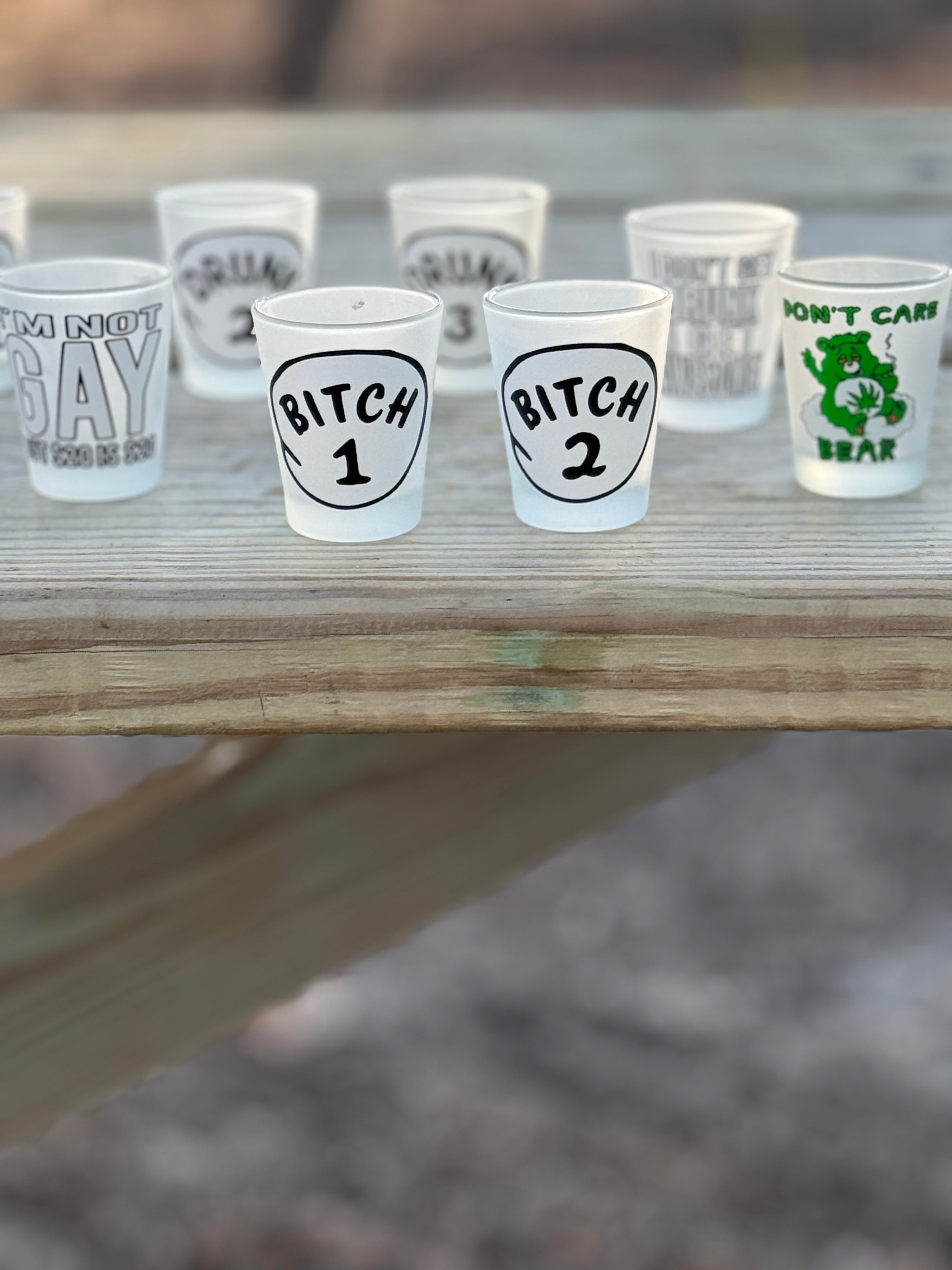 "Bitch 1-2" Funny Shot Glasses