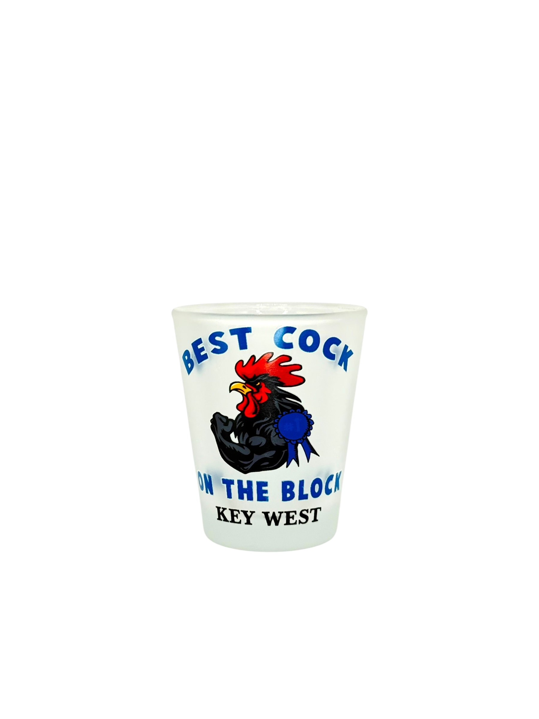 Tees Club shot glass set Best Cock On the Block- Funny Shot Glass KW back view