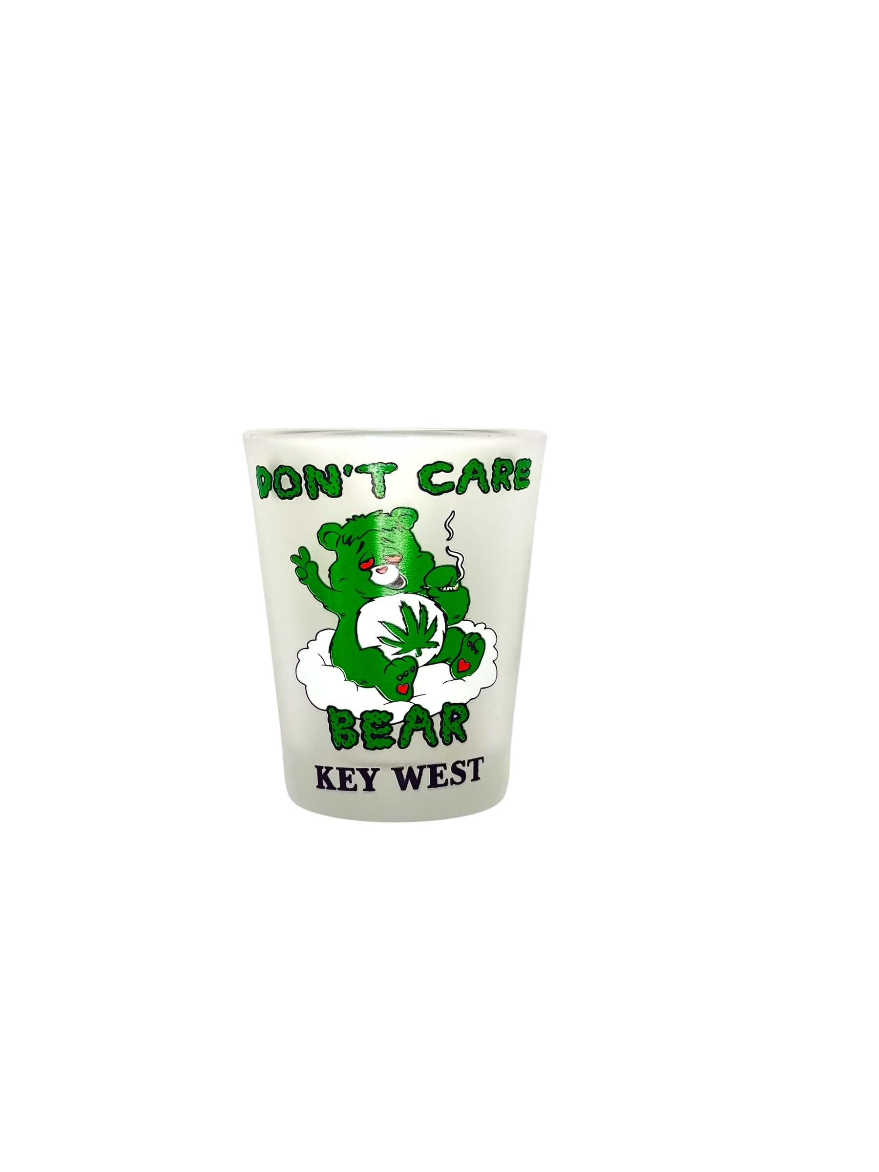 Tees Club shot glass set Don't Care Lazy Bear - Funny Shot Glass KW back view