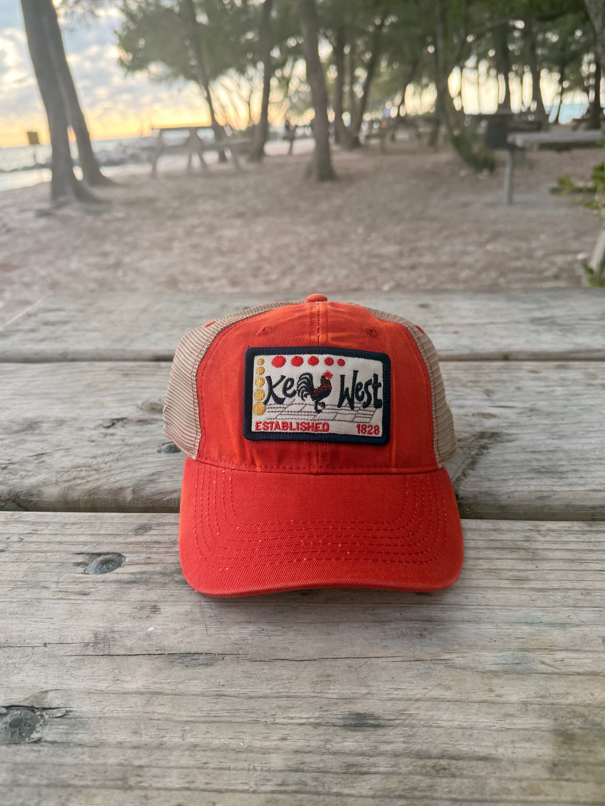 Tees Club baseball cap Key West Rooster Orange - Baseball Cap KW back view