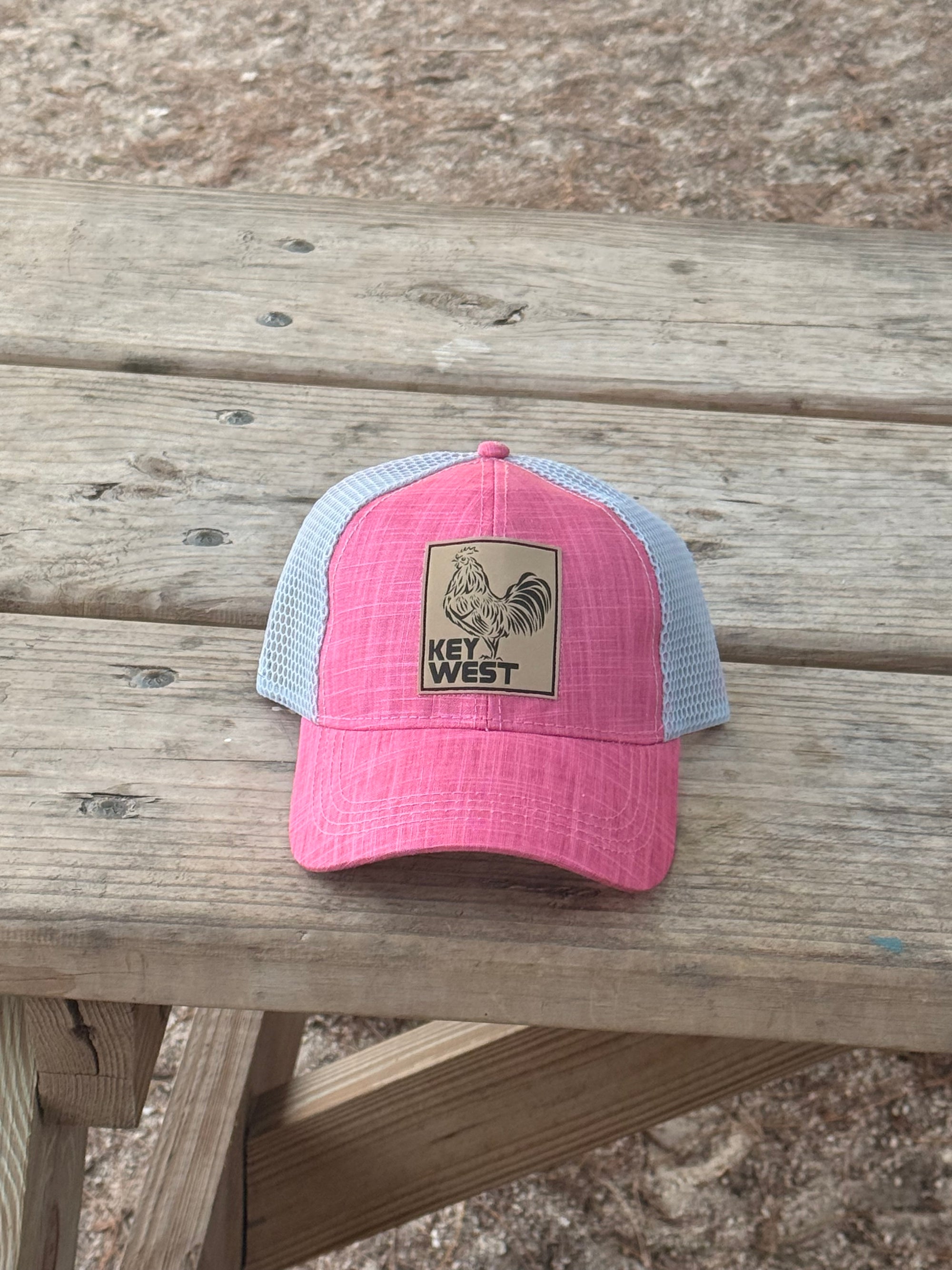 Tees Club baseball cap Key West Rooster Trucker Pink - Baseball Cap KW back view