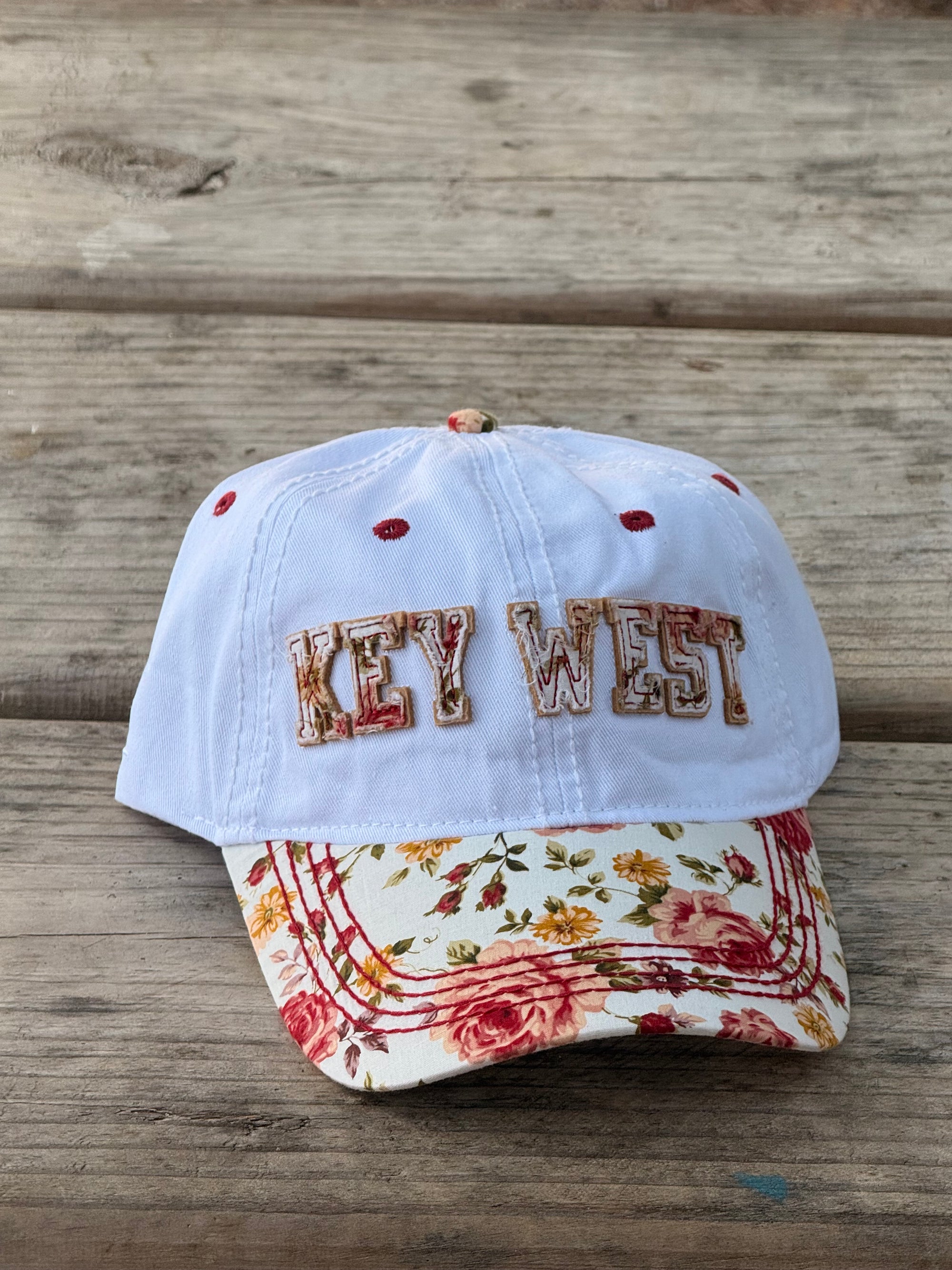 Tees Club baseball cap Key West Red Flowers - Baseball Cap KW back view
