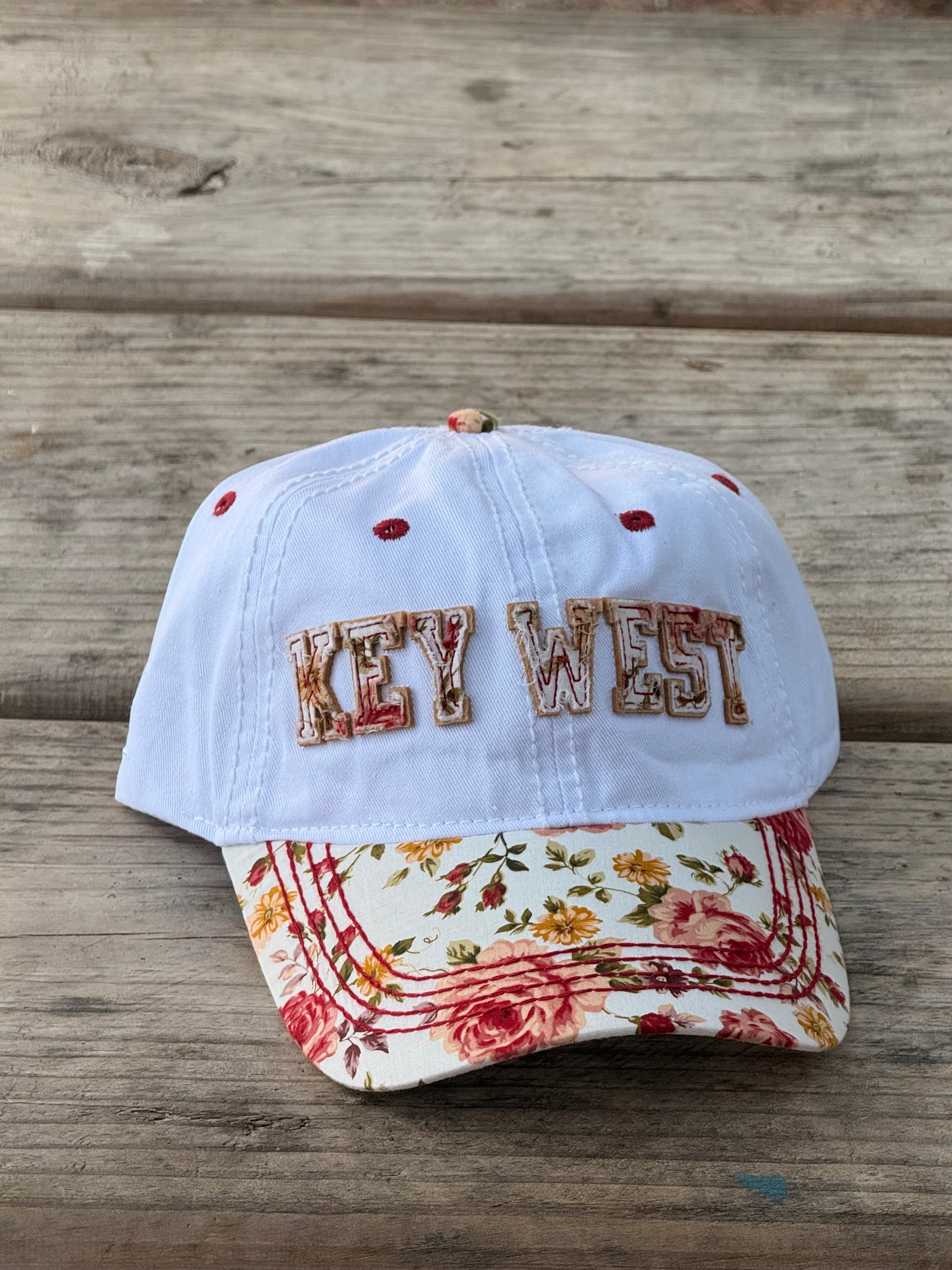 Tees Club baseball cap Key West Red Flowers - Baseball Cap KW back view
