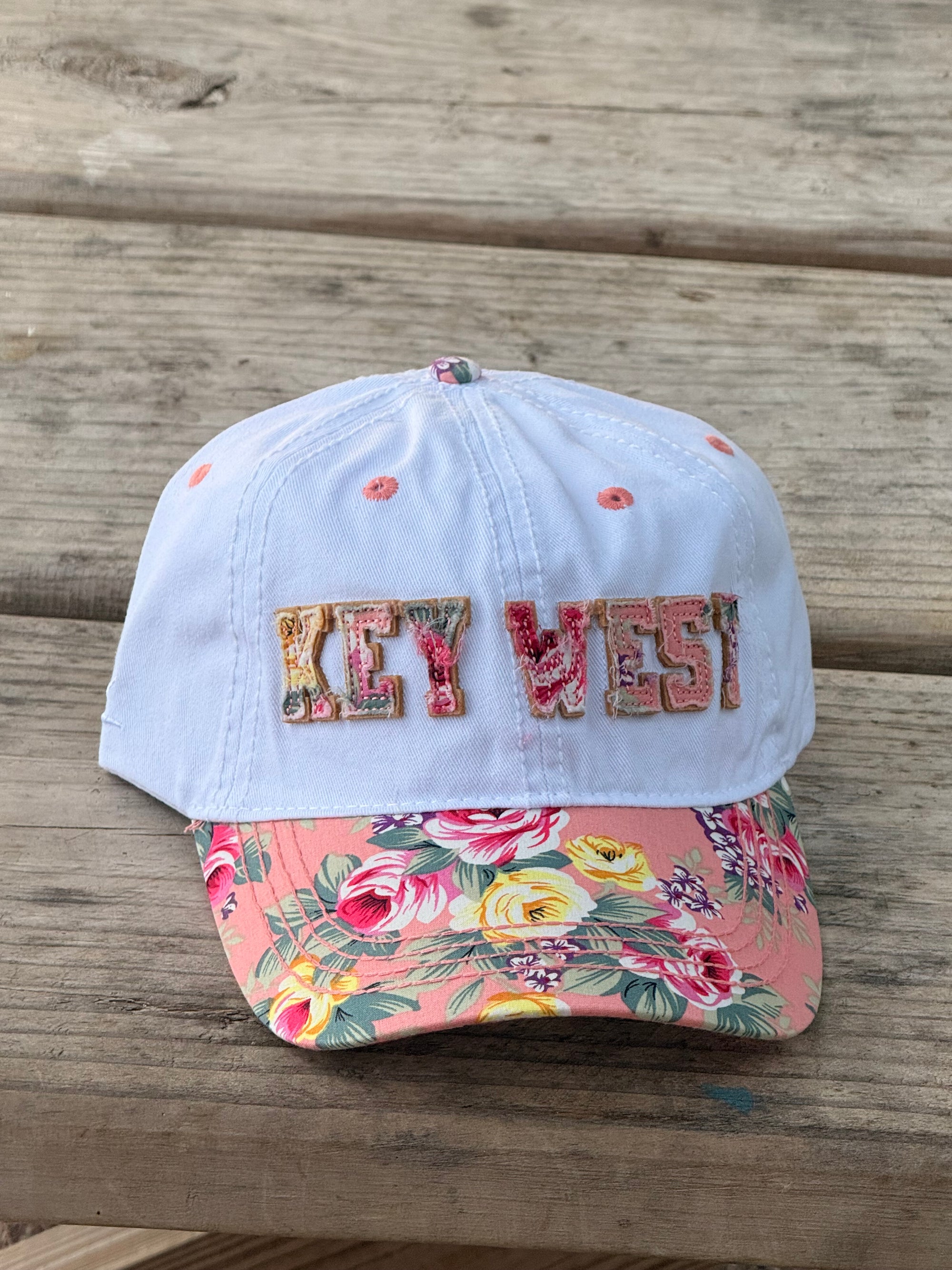 Tees Club baseball cap Key West Pink Flowers - Baseball Cap KW back view