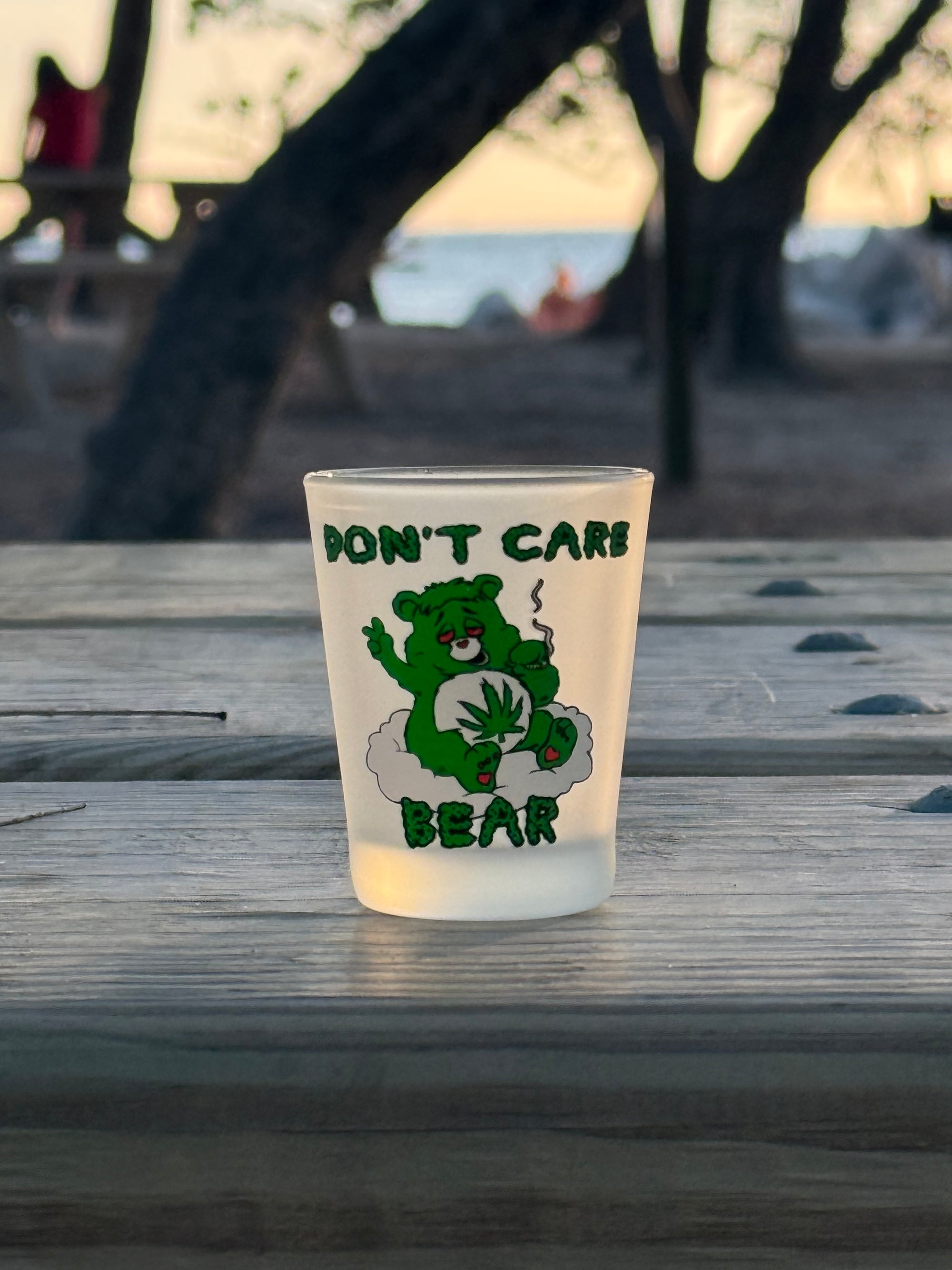 "Don't Care Bear" Funny Shot Glass