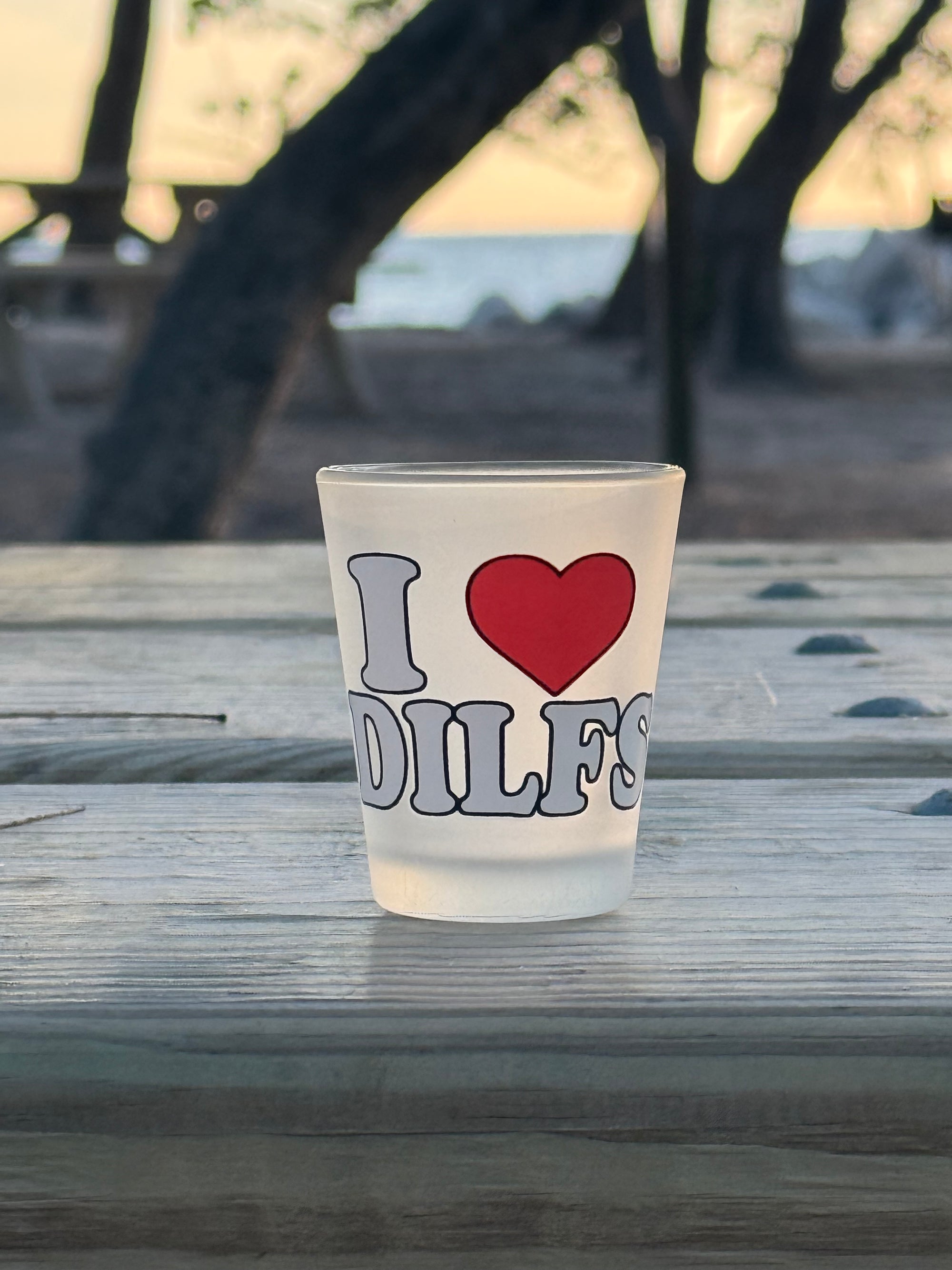 "I Love DILFS" Funny Shot Glass