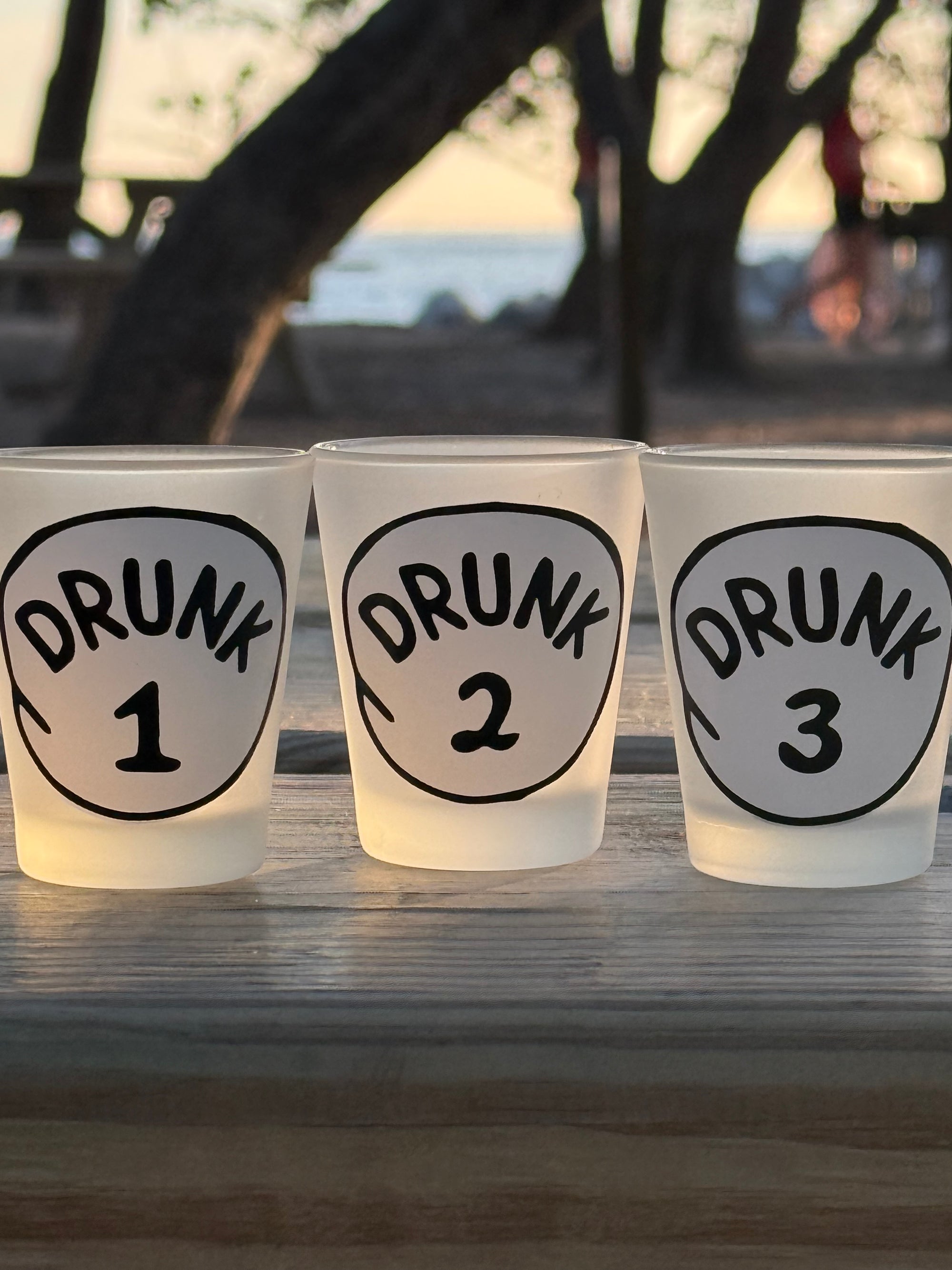 "Drunk 1 - 2 - 3" Funny Shot Glasses