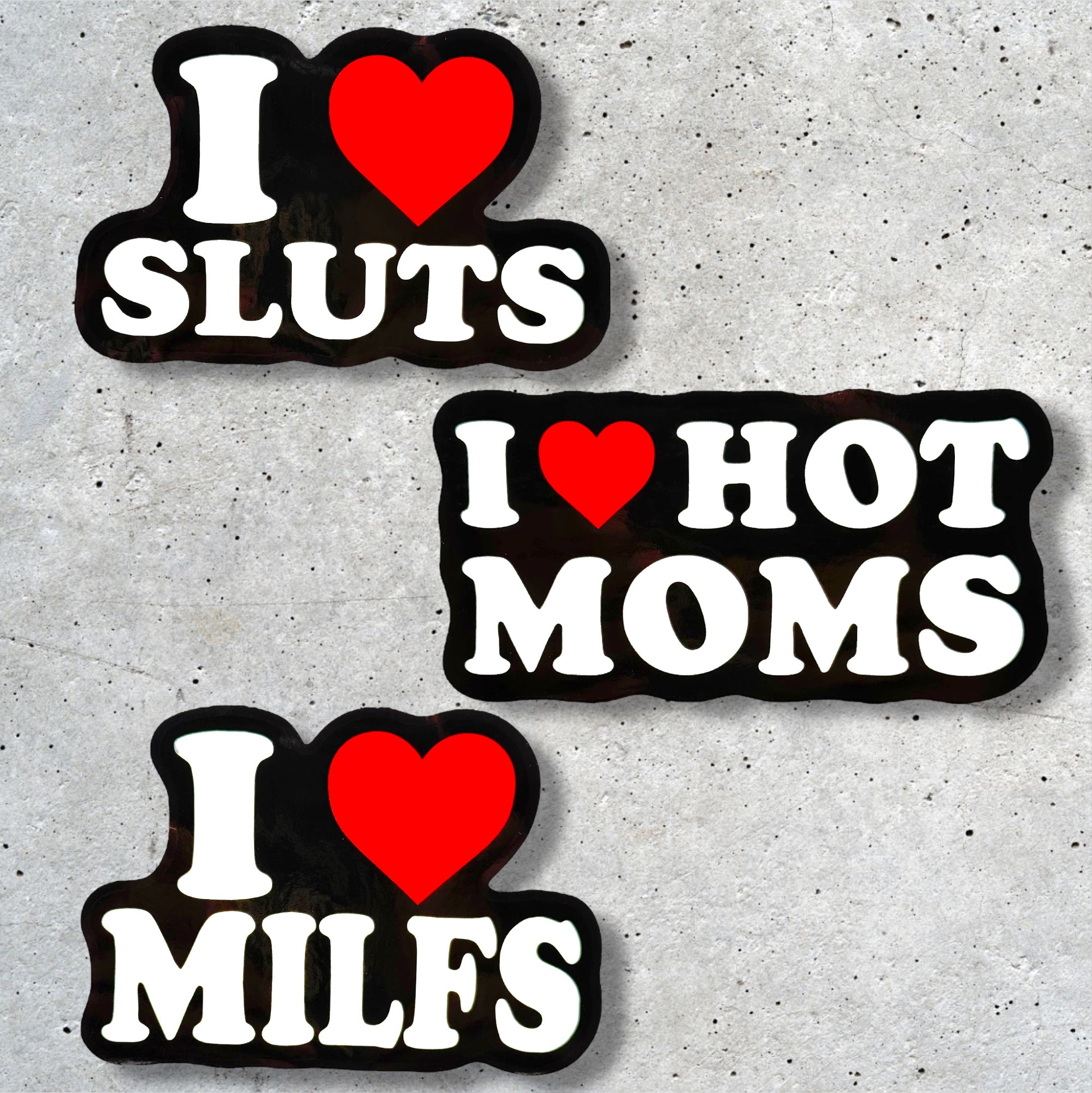 Tees Club vinyl sticker pack I Love Pack - Stickers (4" x 3") X3 pack front view