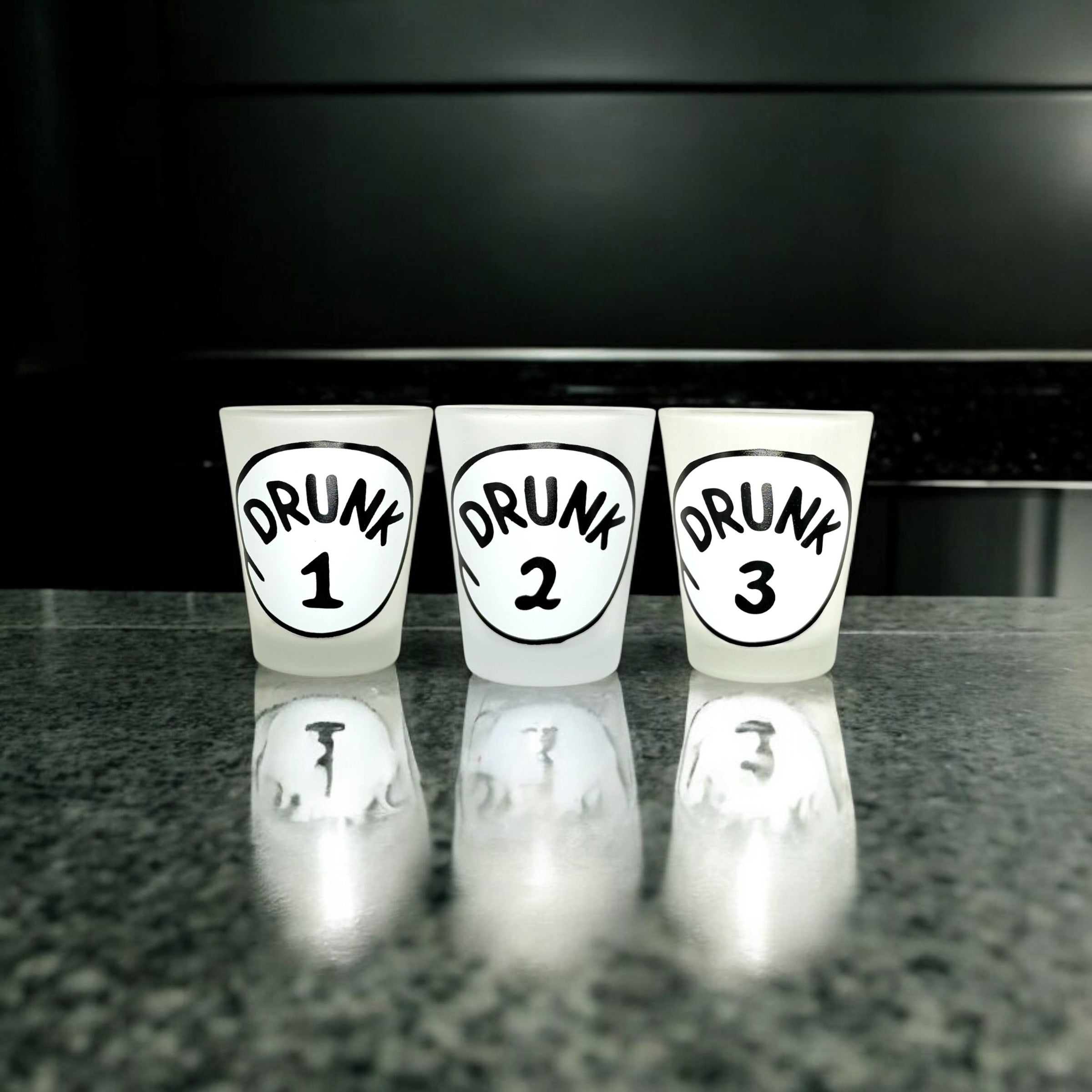 "Drunk 1 - 2 - 3" Funny Shot Glasses