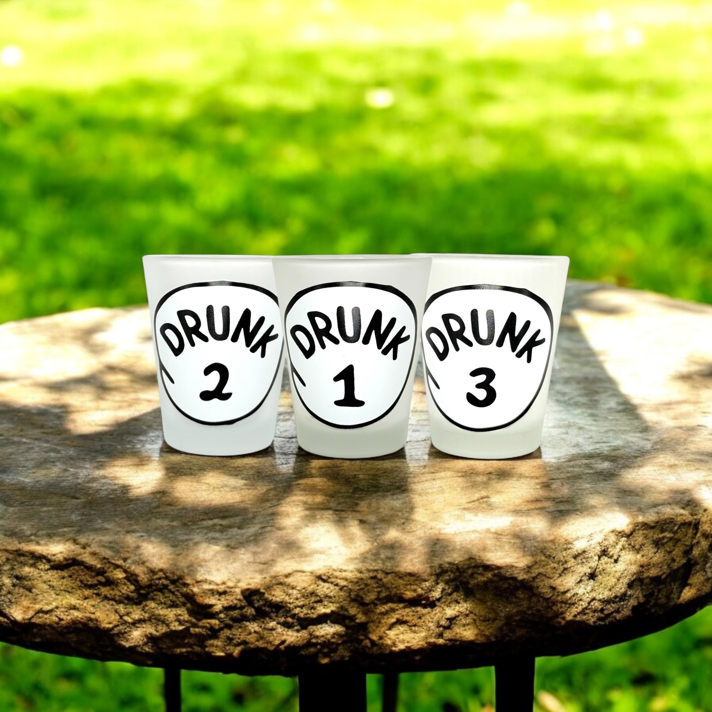 "Drunk 1 - 2 - 3" Funny Shot Glasses