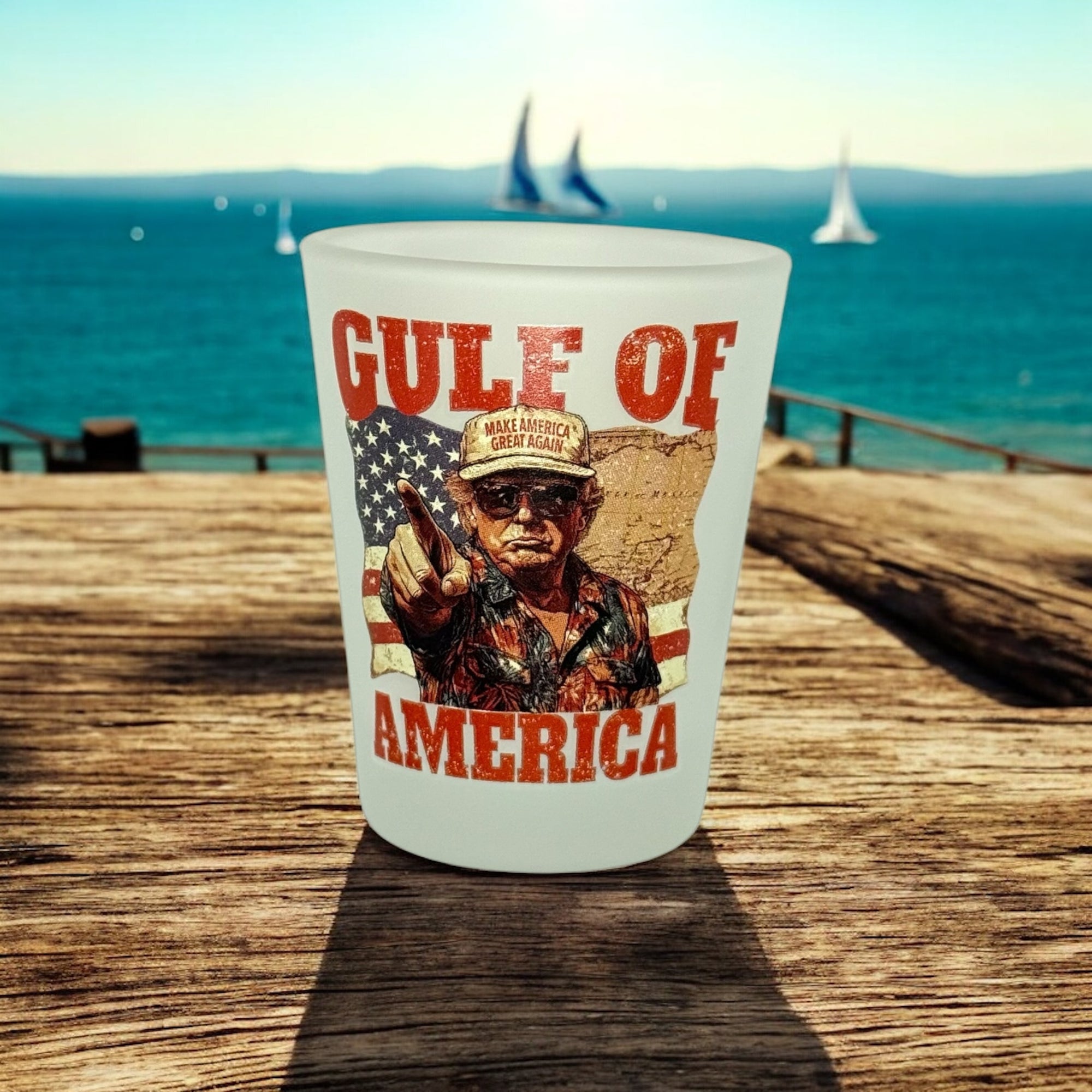 Tees Club shot glass set Gulf of America - Funny Shot Glass detail