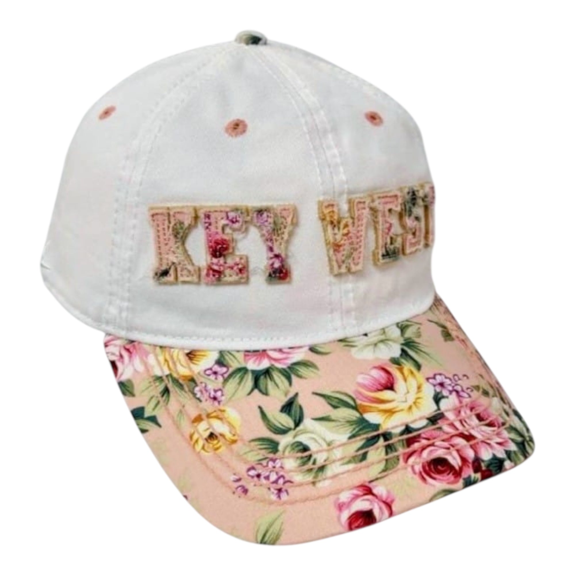 Tees Club baseball cap Key West Pink Flowers - Baseball Cap KW front view