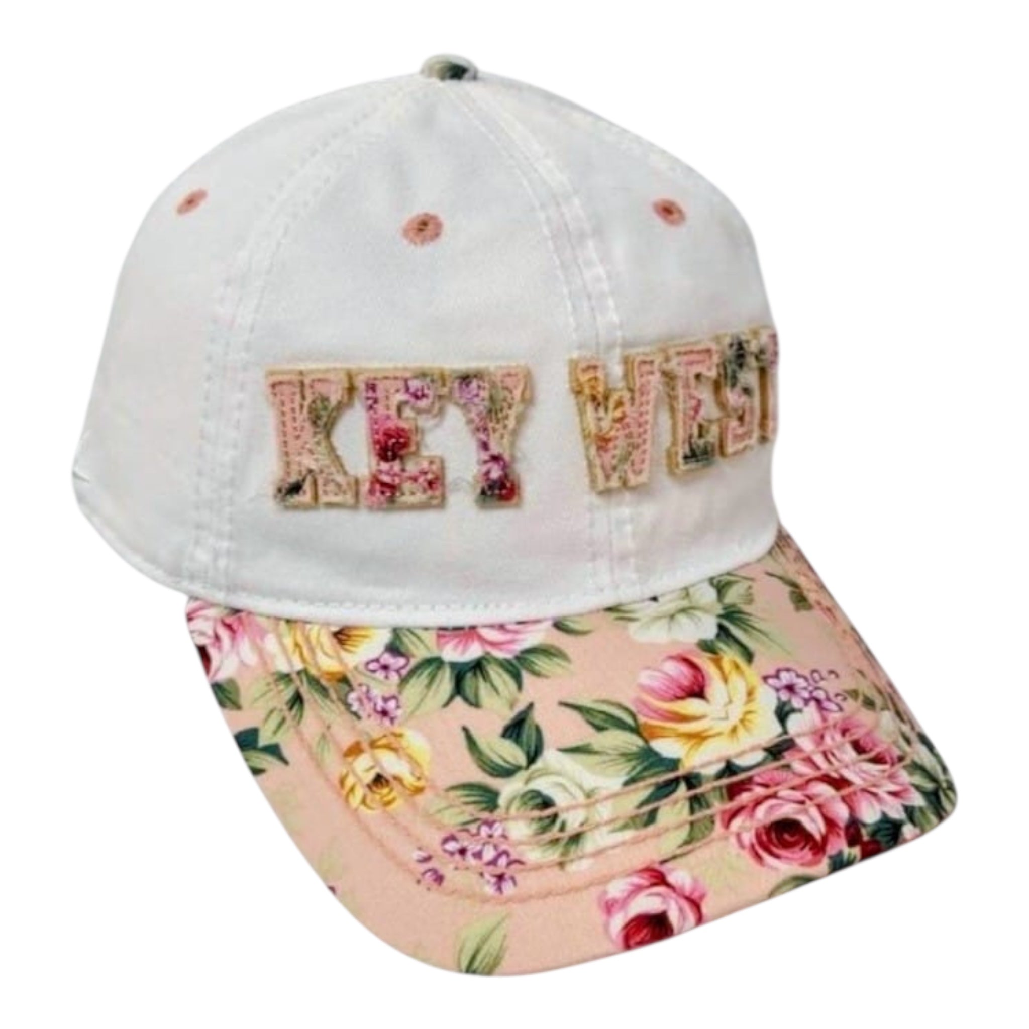 Tees Club baseball cap Key West Pink Flowers - Baseball Cap KW front view