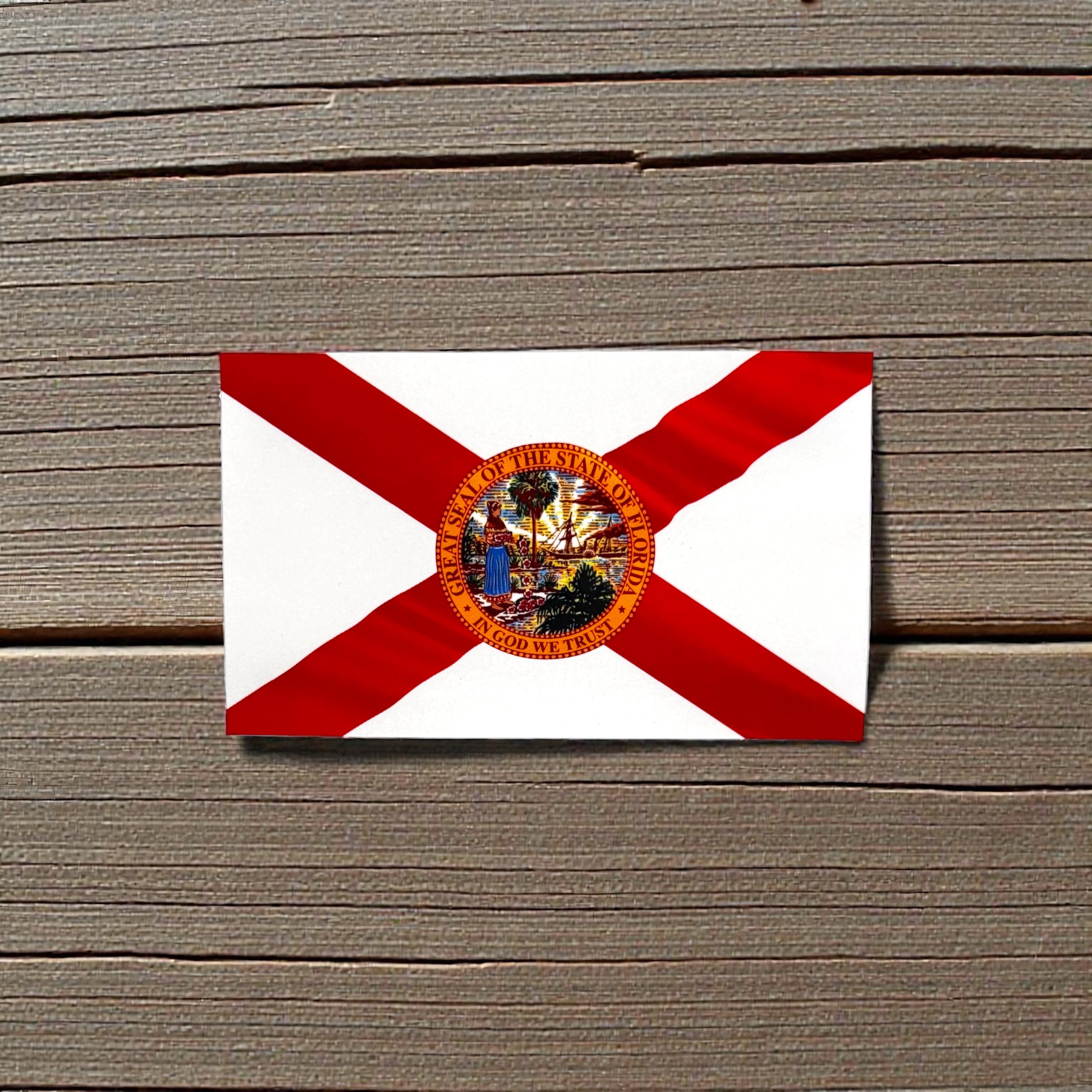 Tees Club vinyl sticker pack Florida Flag - Sticker (4" x 3") X3 pack detail