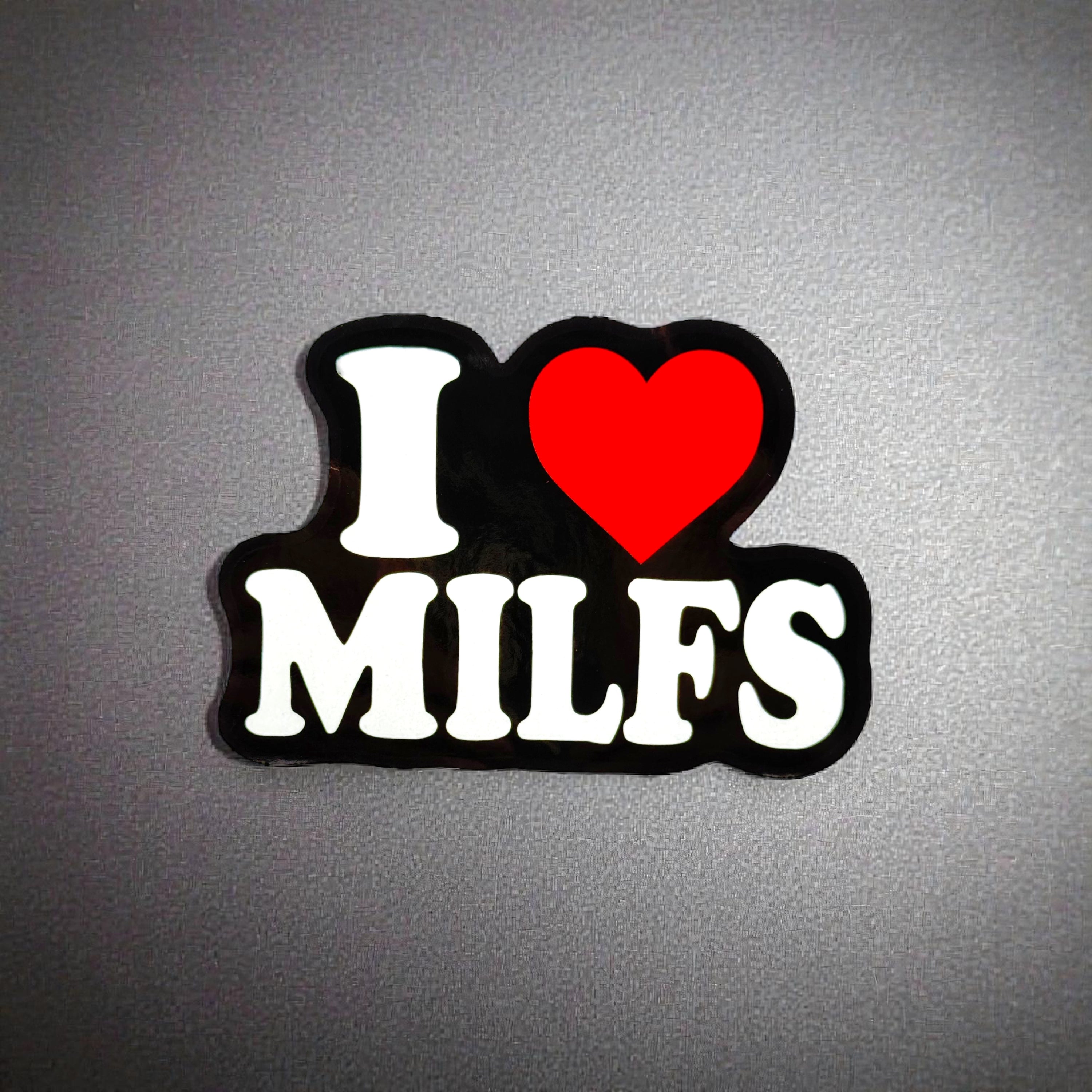 Tees Club vinyl sticker pack I Love Milfs - Sticker (4" x 3") X3 pack front view