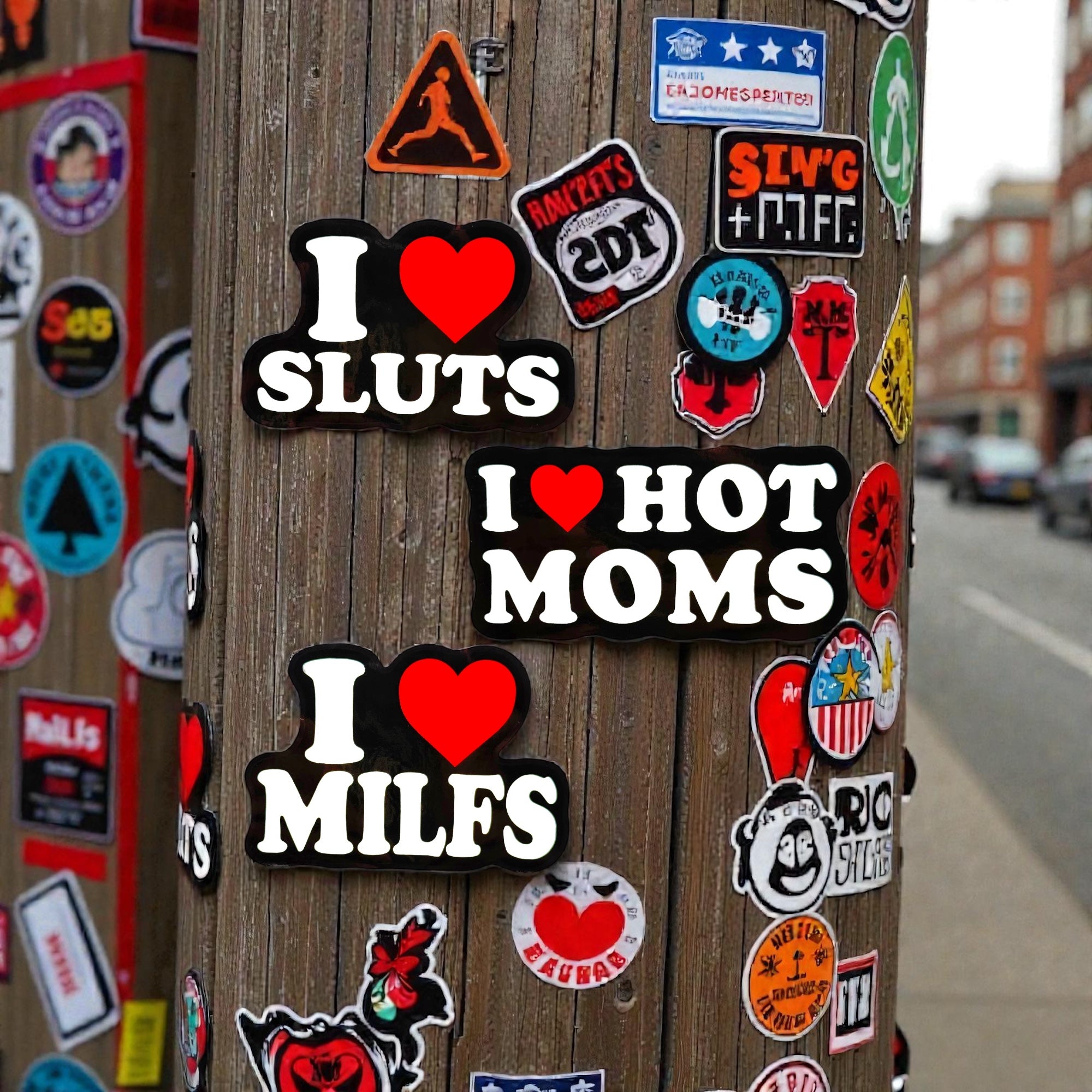 Tees Club vinyl sticker pack I Love Pack - Stickers (4" x 3") X3 pack back view