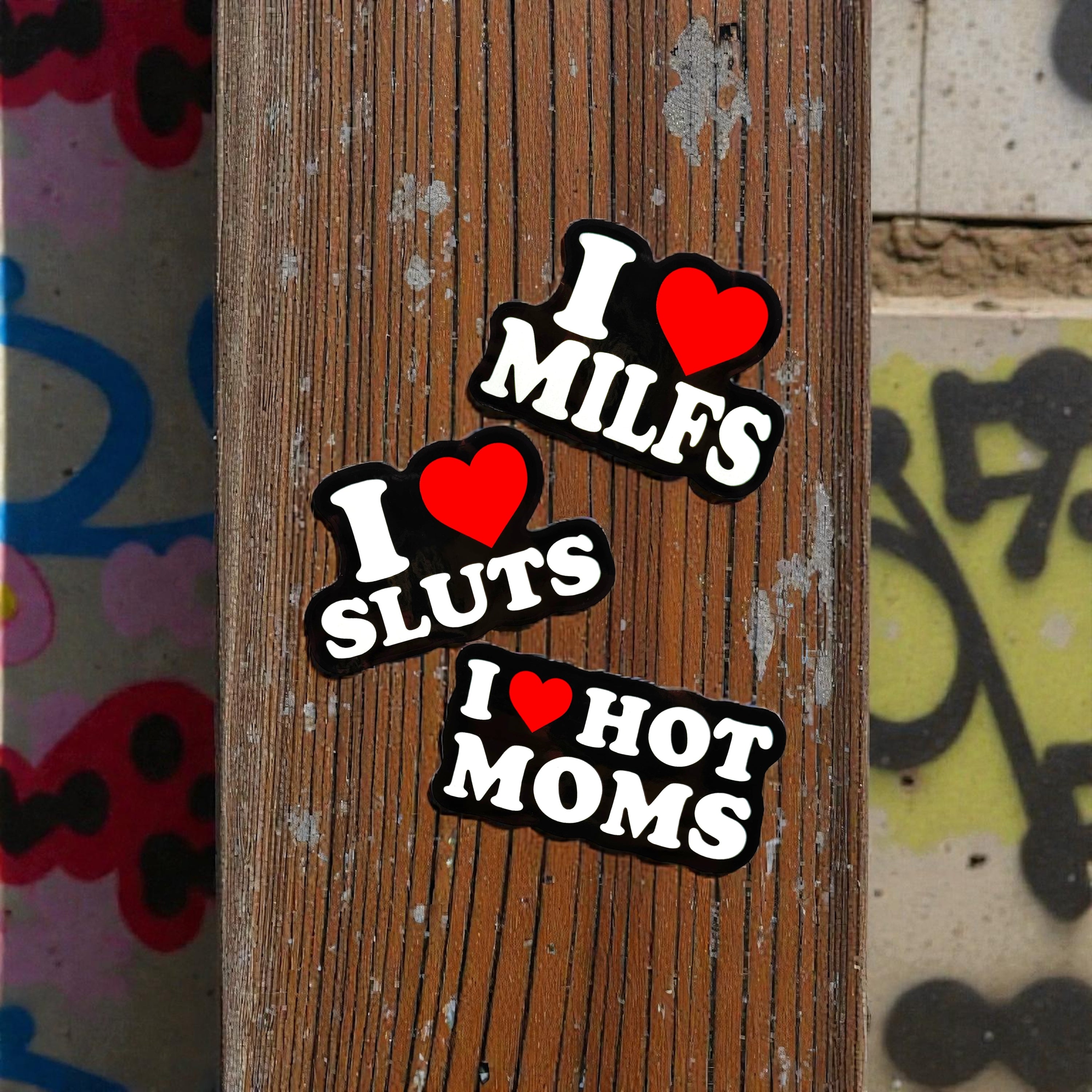 Tees Club vinyl sticker pack I Love Pack - Stickers (4" x 3") X3 pack detail