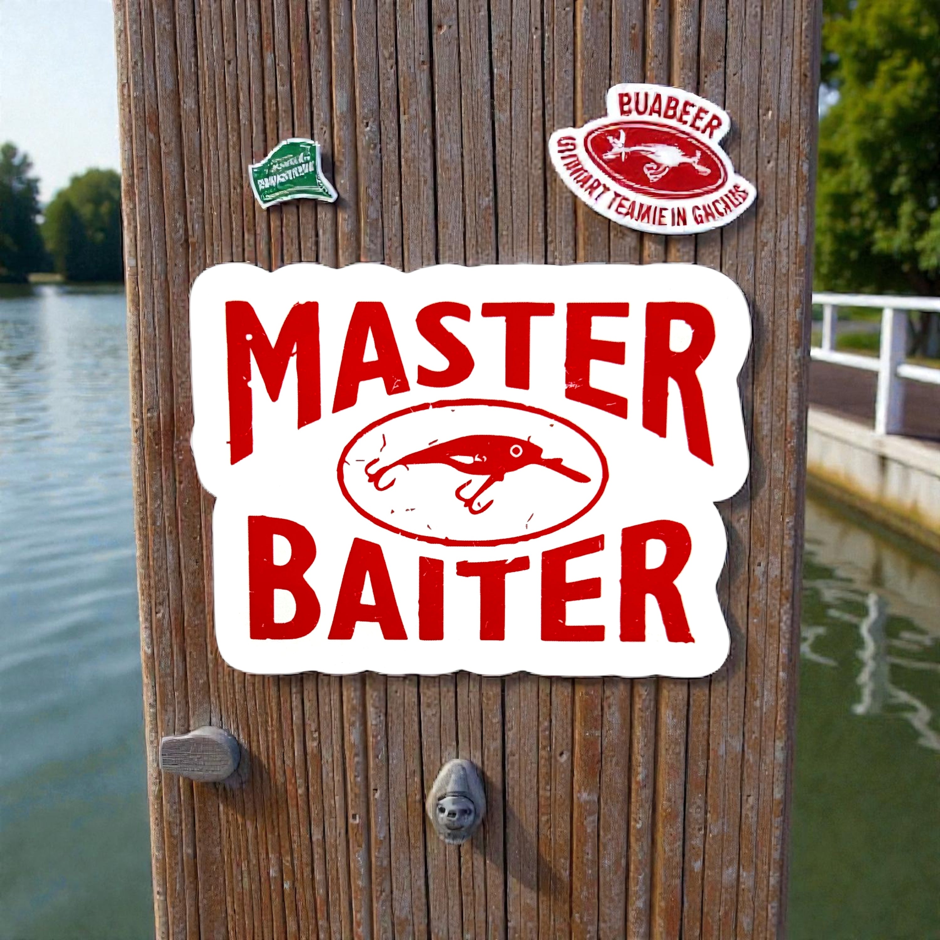 Tees Club vinyl sticker pack Master Baiter - Sticker (4" x 3") X3 pack back view