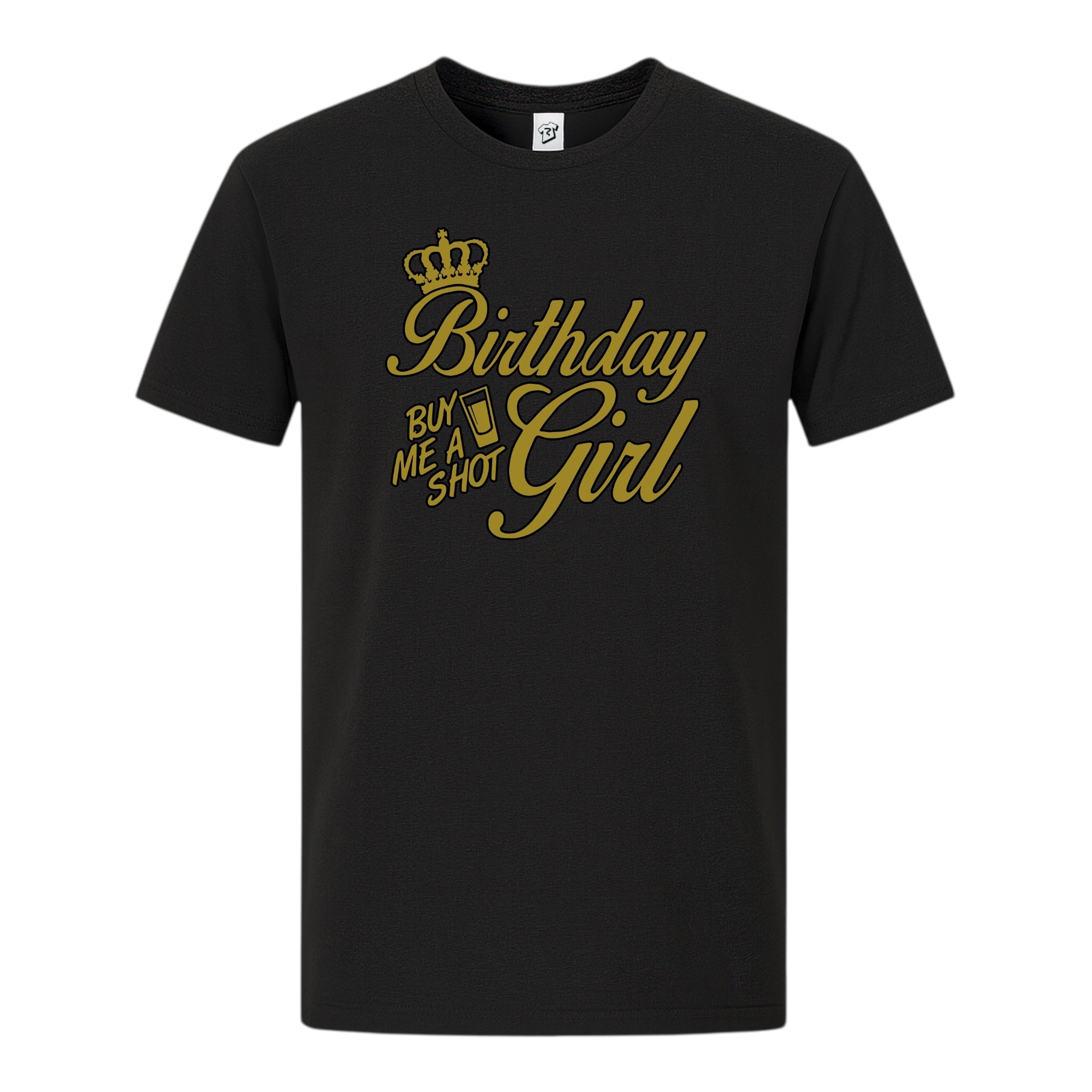 Tees Club graphic tee Birthday Girl (Buy Me a Shot) - Premium Tee Black Size S back view