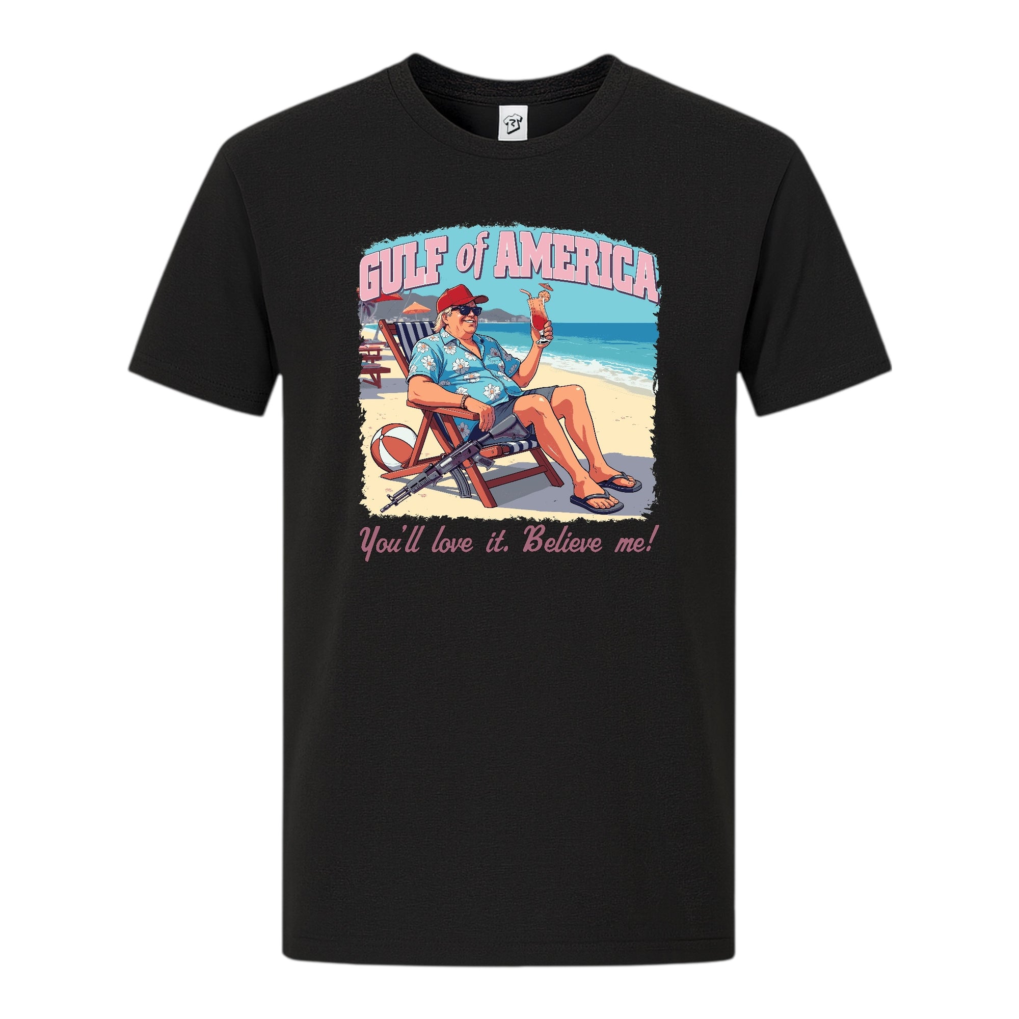 Tees Club graphic tee Gulf of America You'll Love It Believe Me - Premium Tee Black Size S back view