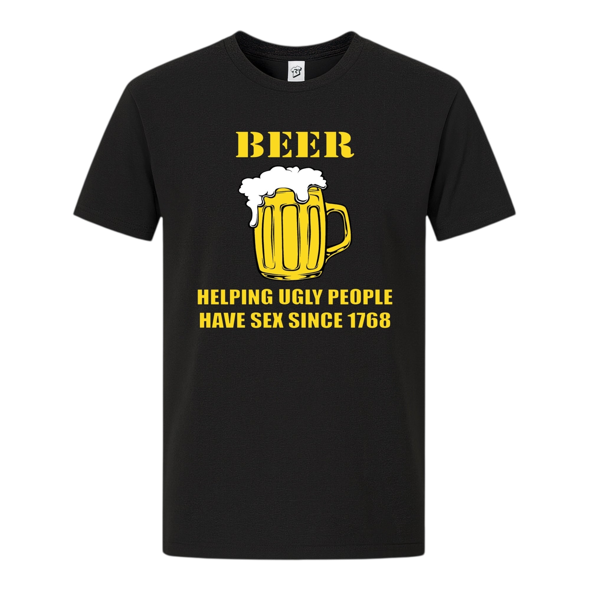 Tees Club graphic tee Beer Helping Ugly People Have Sex - Premium Tee Black Size S back view