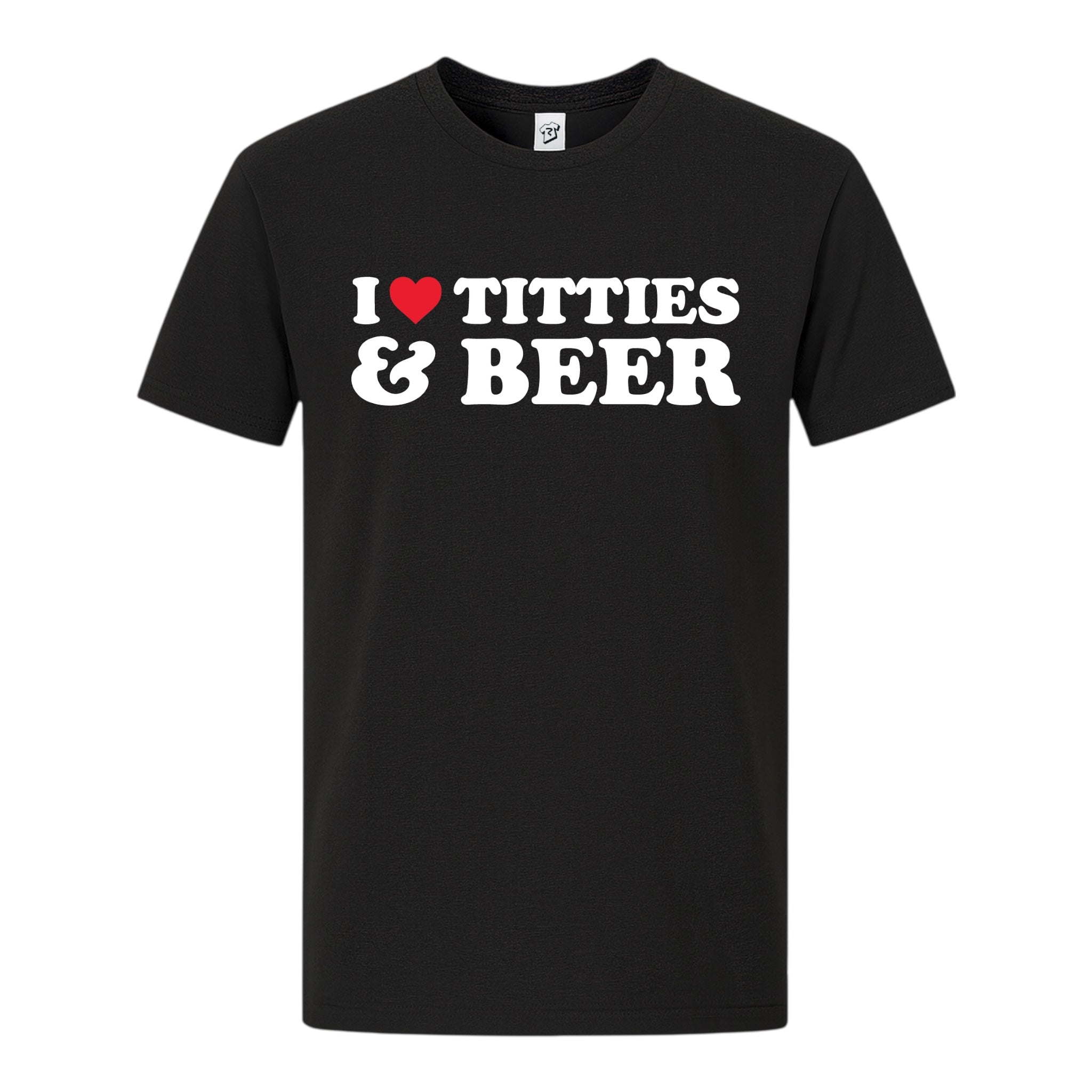 Tees Club graphic tee I Love Titties & Beer - Premium Tee Black Size S front view