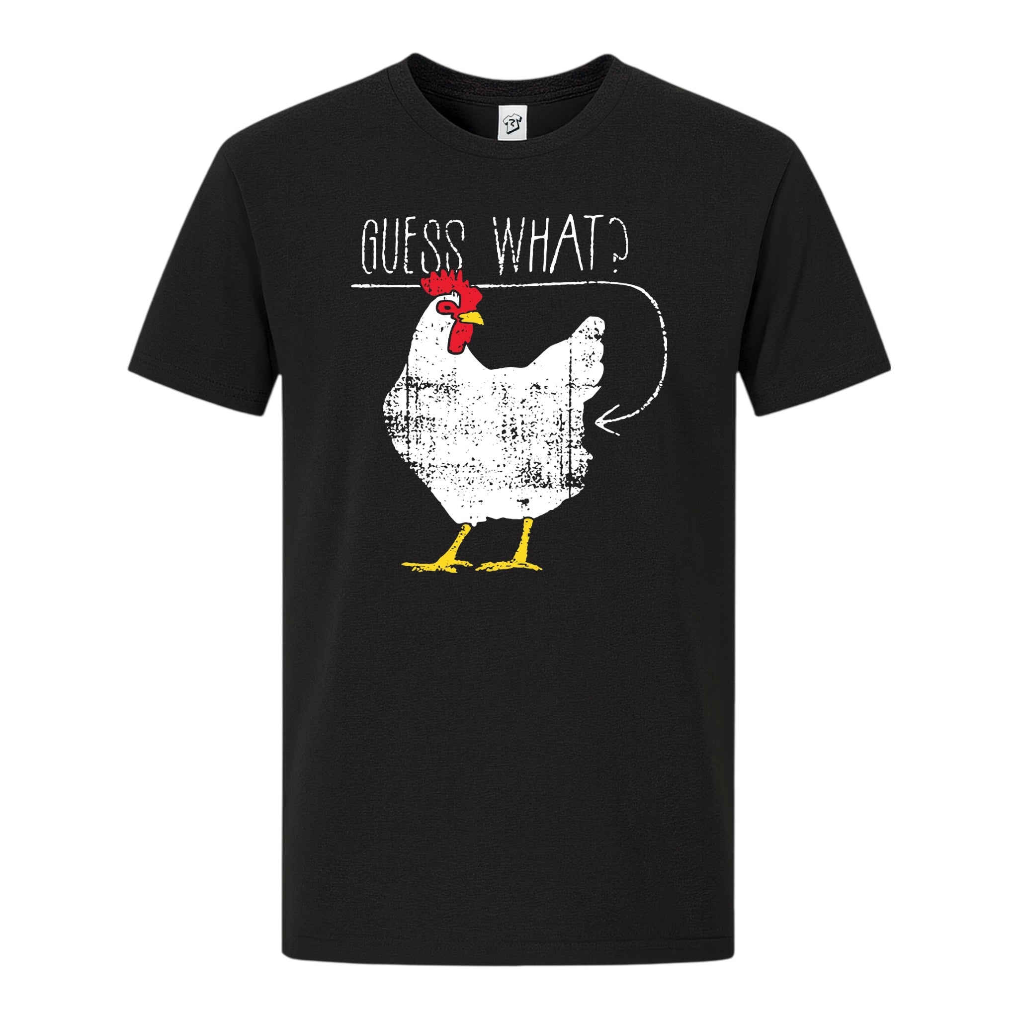 Tees Club graphic tee Guess What Chicken Butt - Premium Tee Black Size S front view