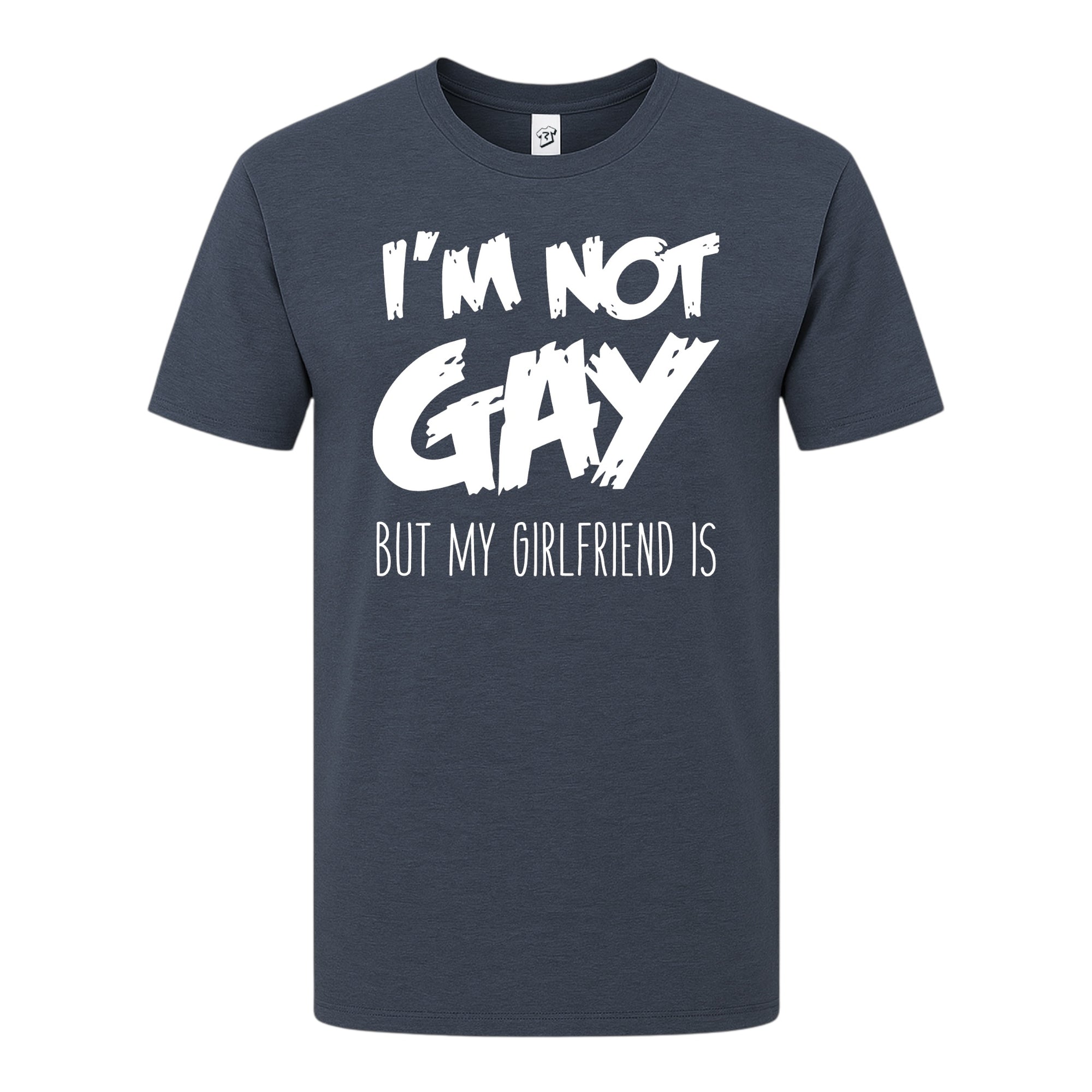 Tees Club graphic tee I'm Not Gay But My Girlfriend Is - Premium Tee Black Size S back view