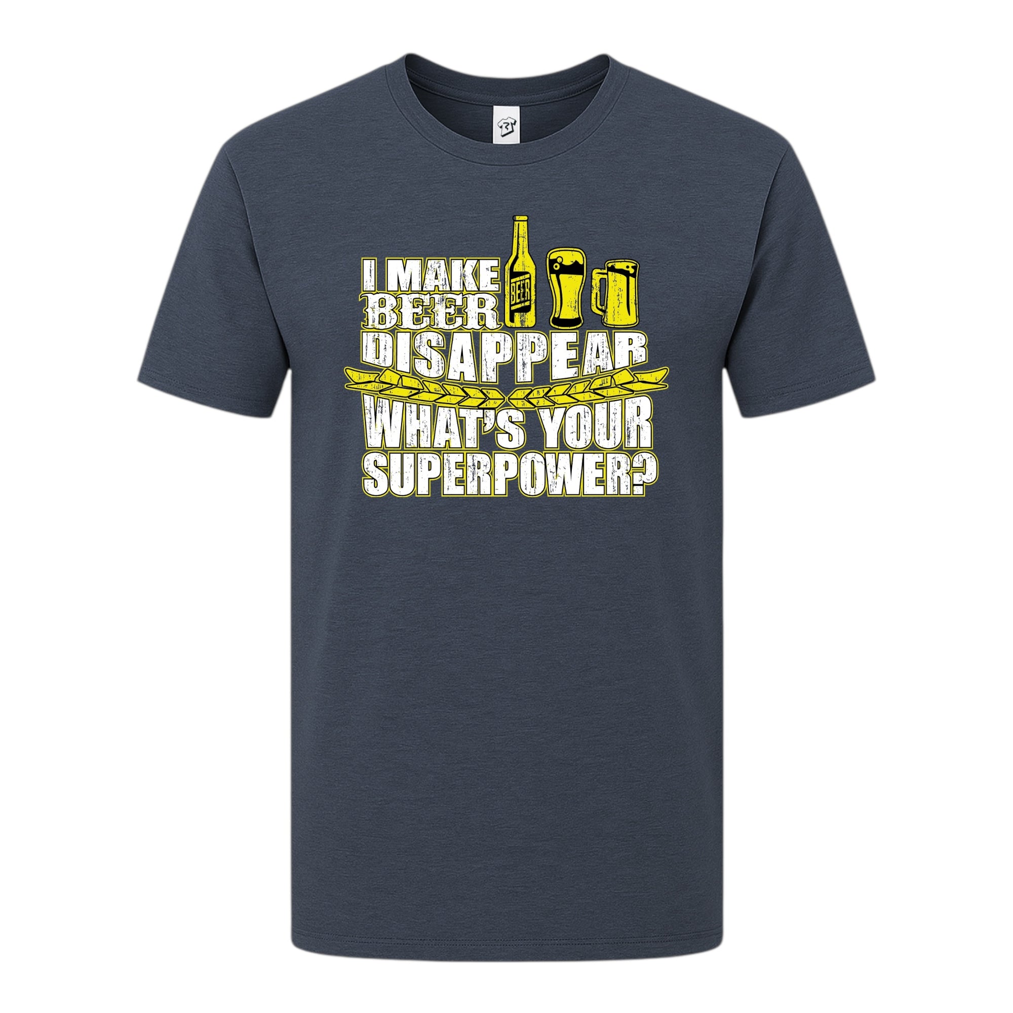 Tees Club graphic tee I Make Beer Disappear What's Your Superpower? - Premium Tee Black Size S back view