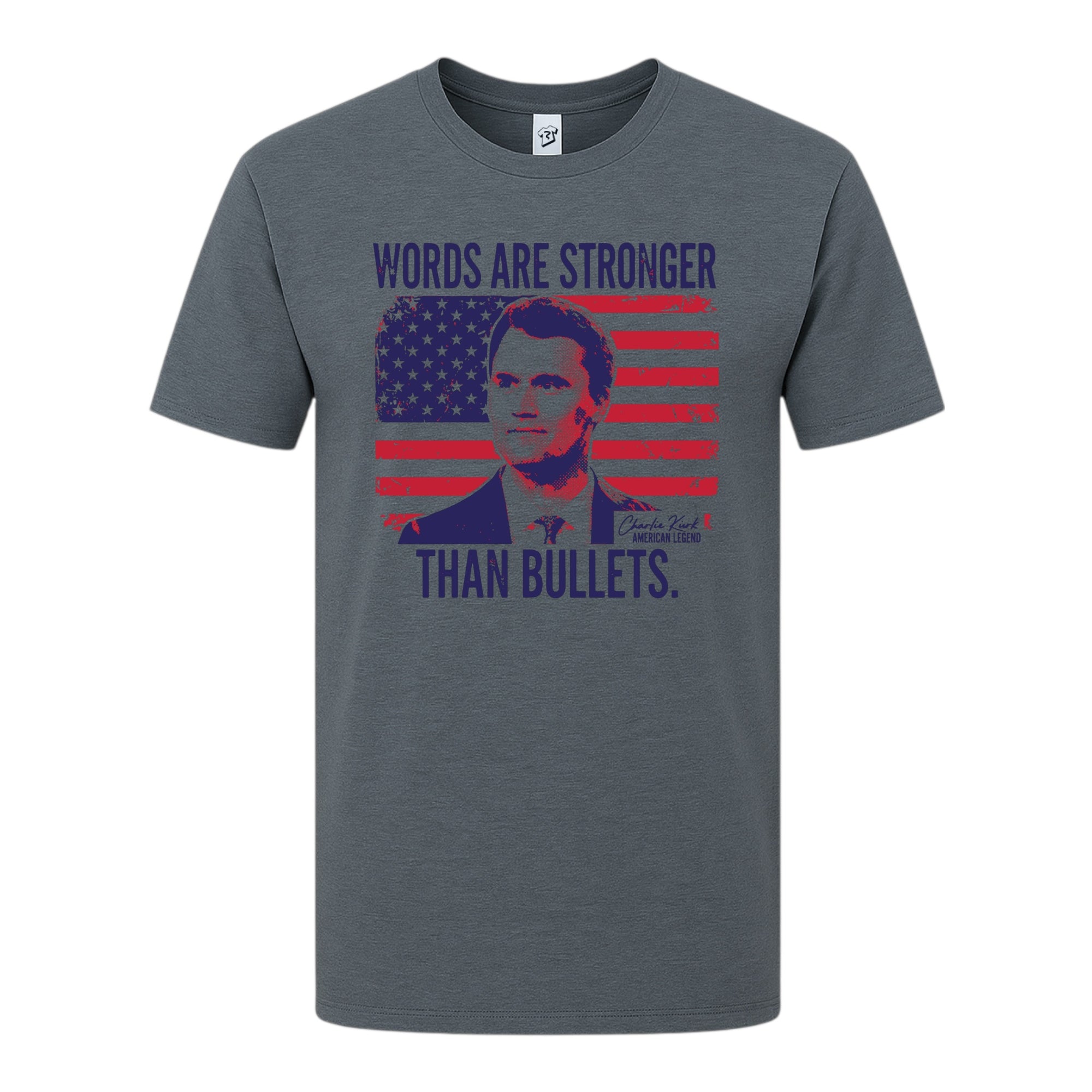 Tees Club graphic tee Words Are Stronger Than Bullets Charlie Kirk - Premium Tee Size S back view