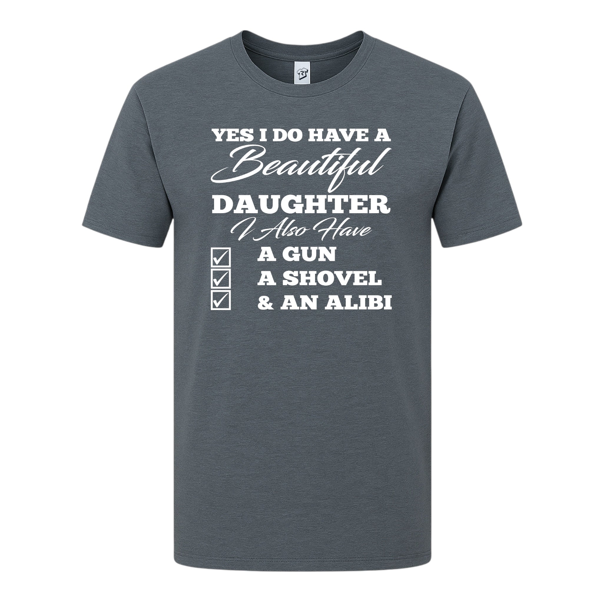 Tees Club graphic tee I Have a Beautiful Daughter - Premium Tee Black Size M detail