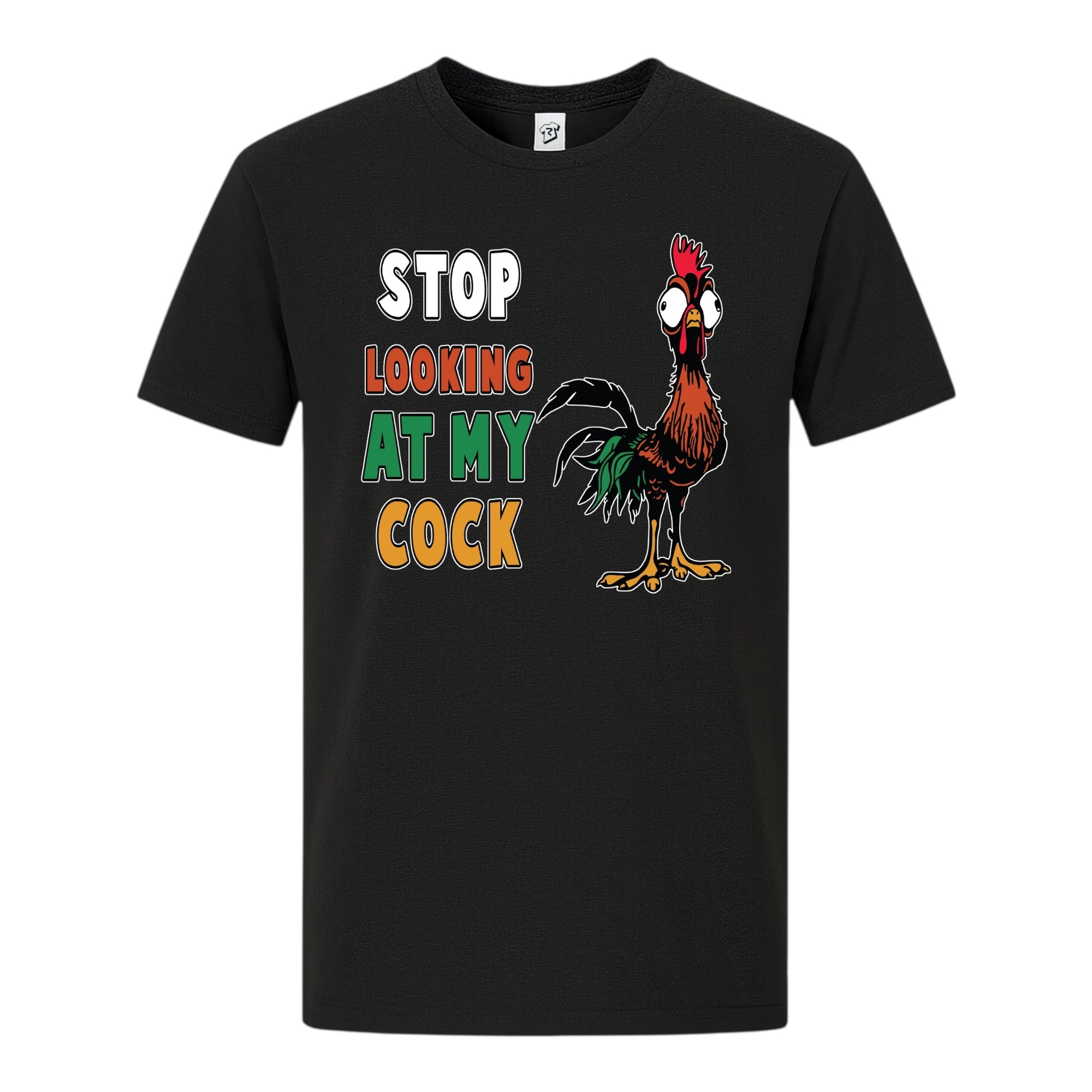Tees Club graphic tee Stop Looking At My Cock - Premium Tee Black Size S back view