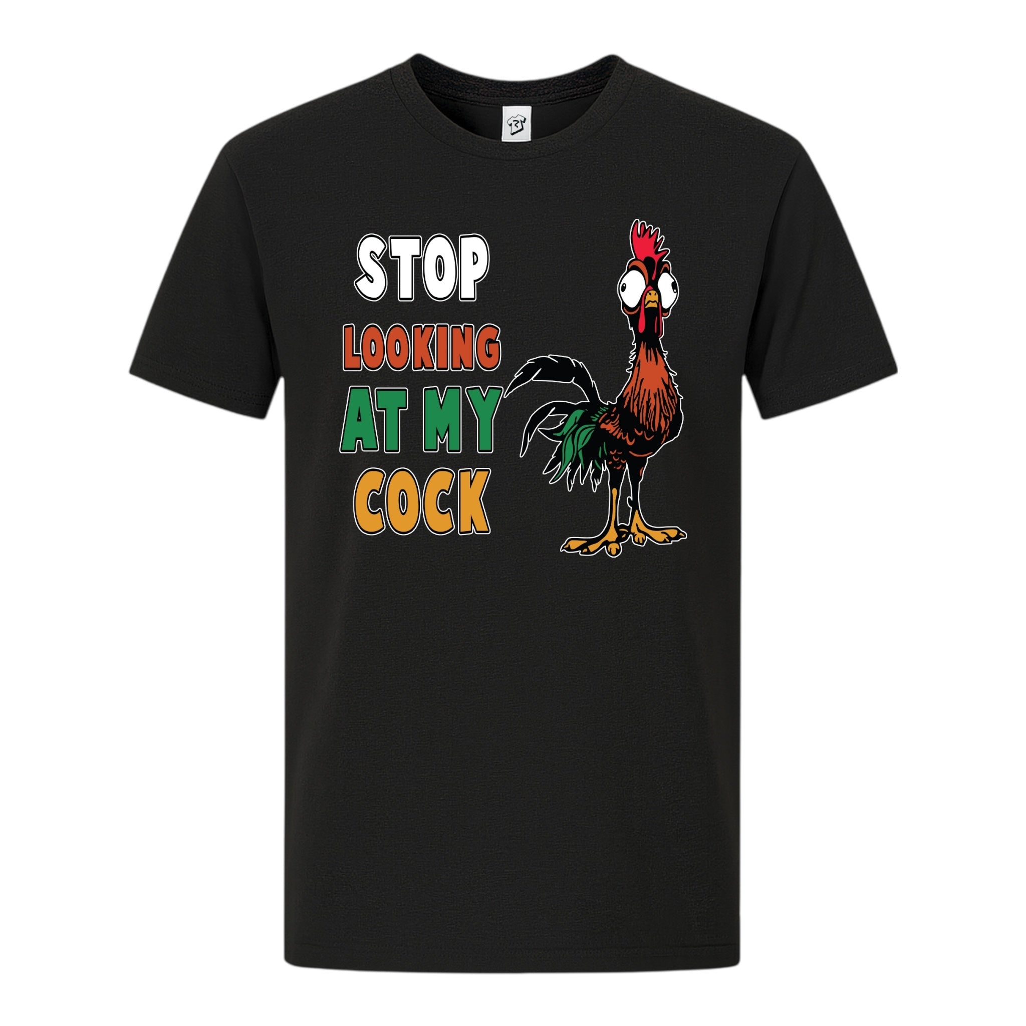 Tees Club graphic tee Stop Looking At My Cock - Premium Tee Black Size S back view
