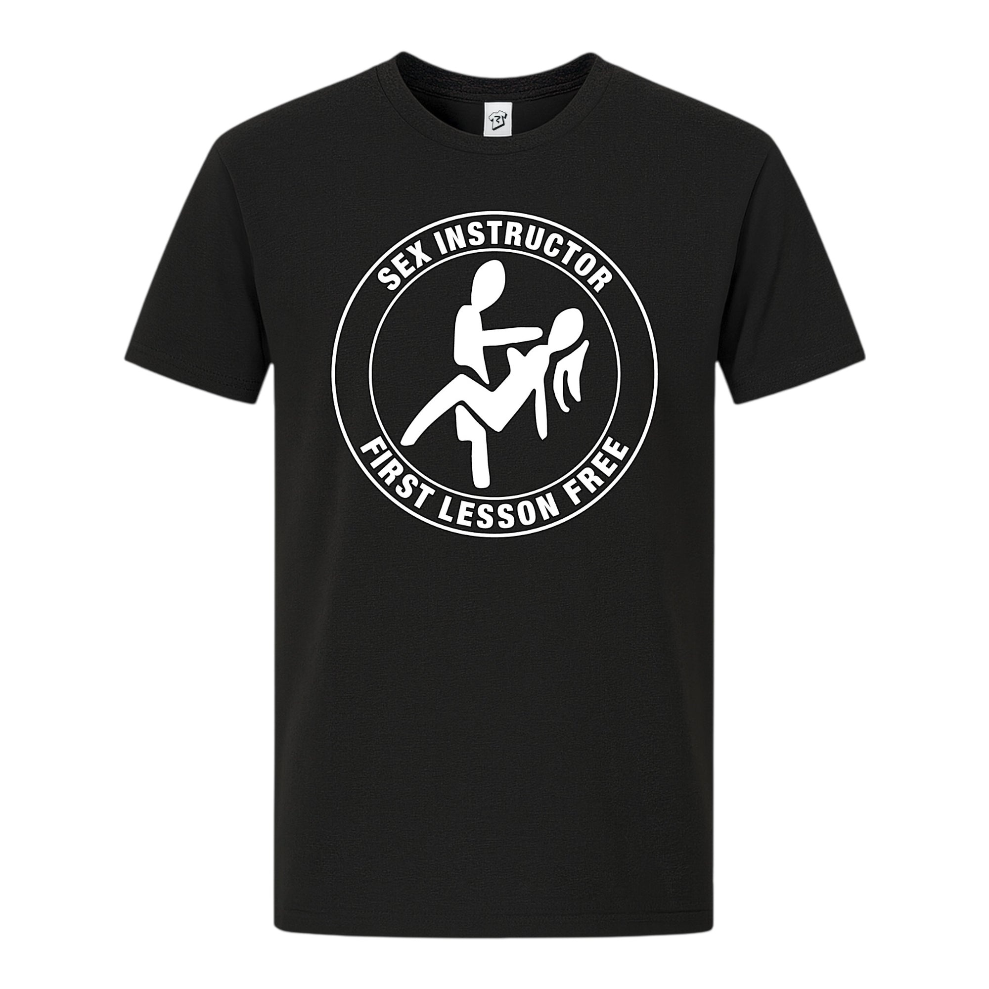Tees Club graphic tee Sex Instructor First Lesson Free - Premium Tee Black Size S back view