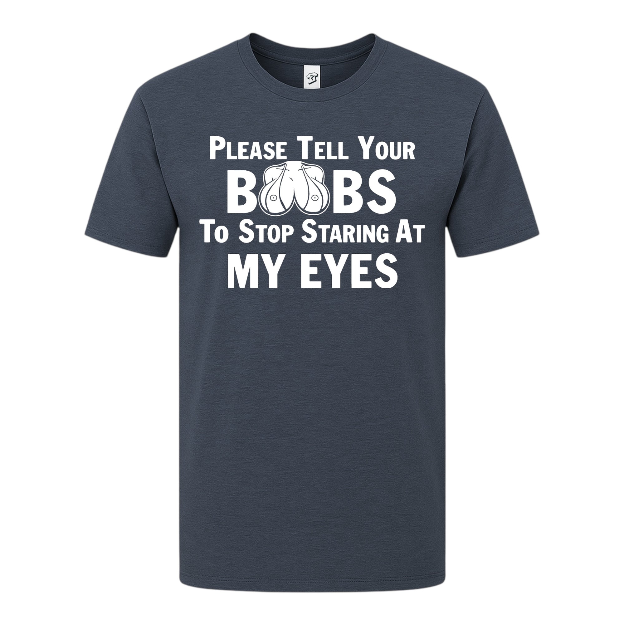 Tees Club graphic tee Please Tell Your Boobs to Stop Staring At My Eyes - Premium Tee Black Size S back view