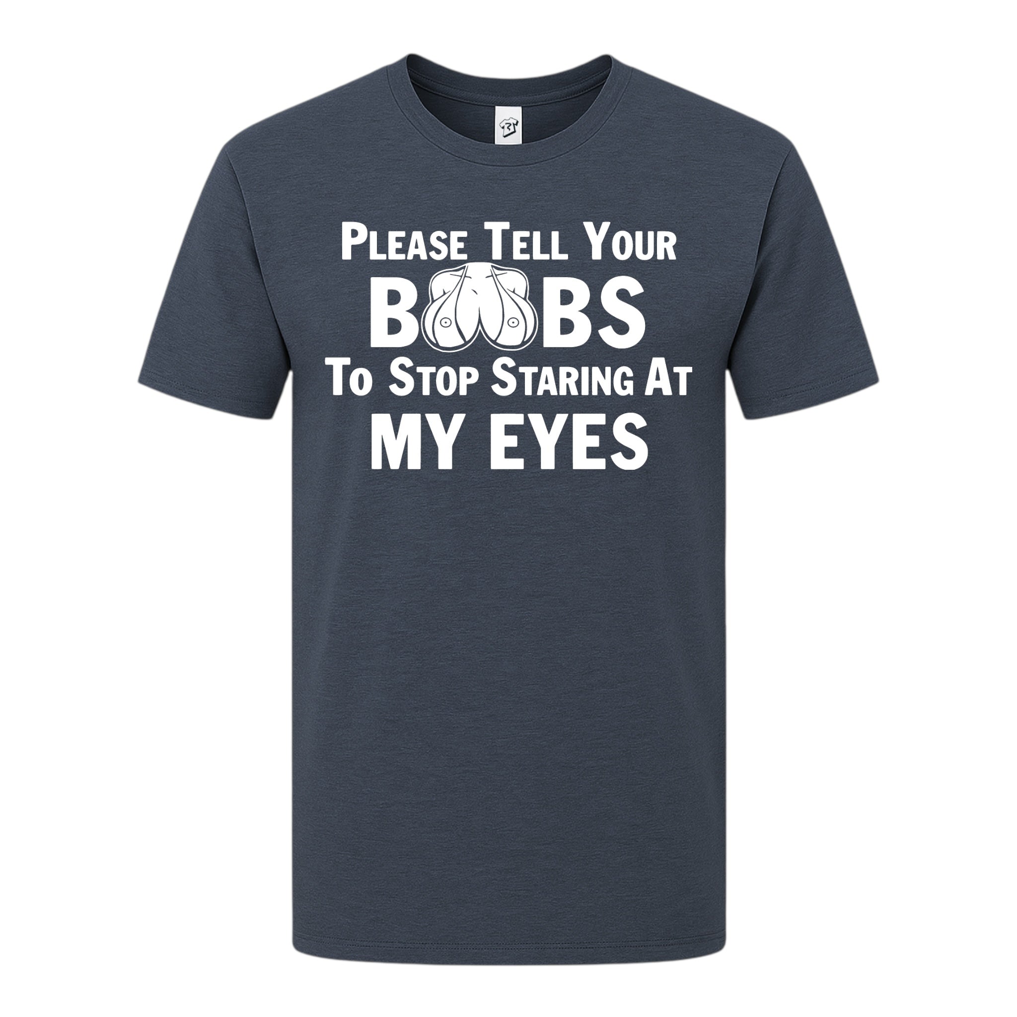 Tees Club graphic tee Please Tell Your Boobs to Stop Staring At My Eyes - Premium Tee Black Size S back view