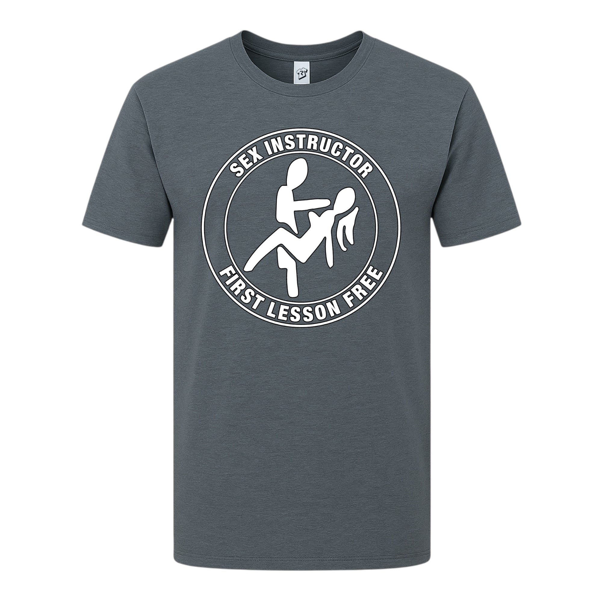 Tees Club graphic tee Sex Instructor First Lesson Free - Premium Tee Black Size S front view