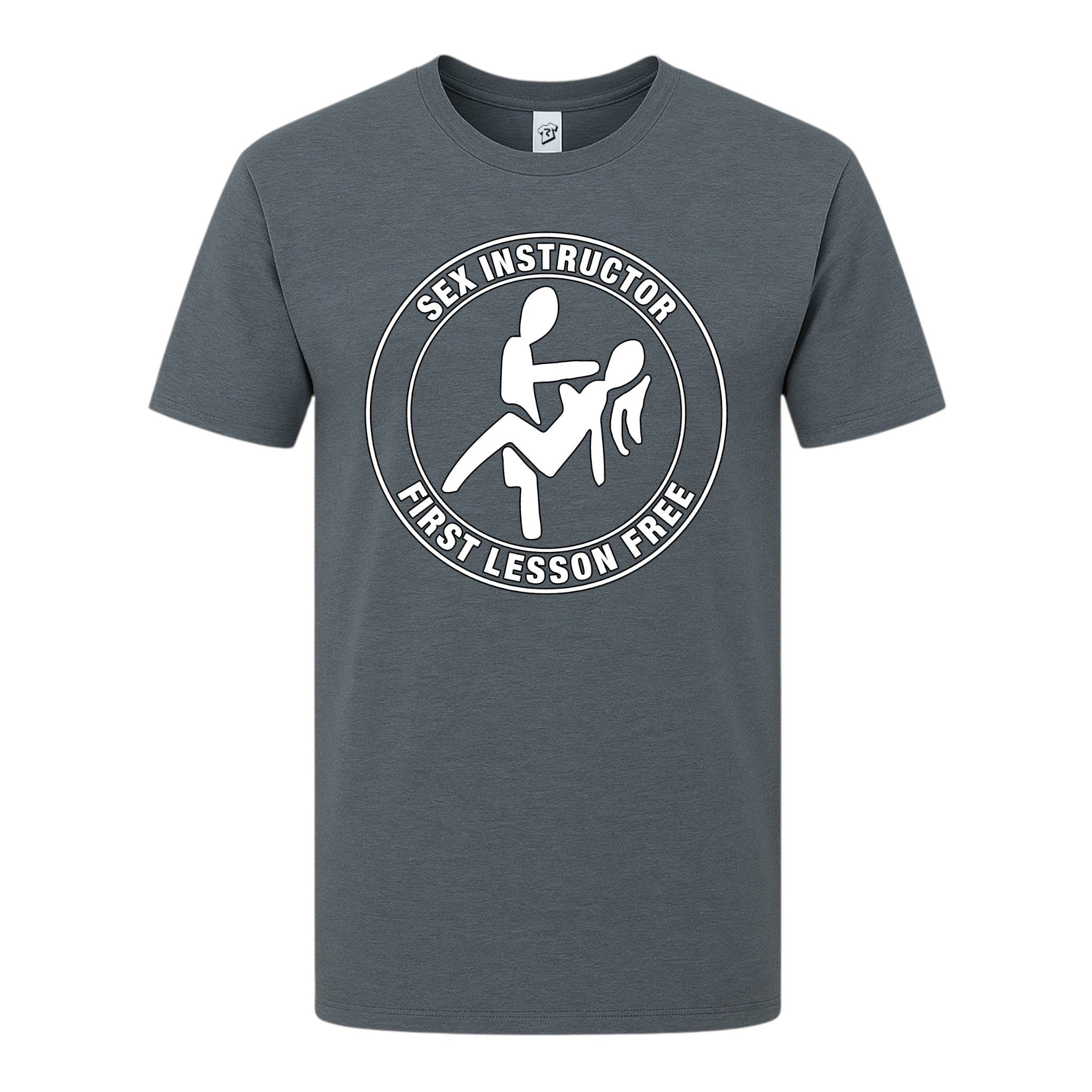Tees Club graphic tee Sex Instructor First Lesson Free - Premium Tee Black Size S front view