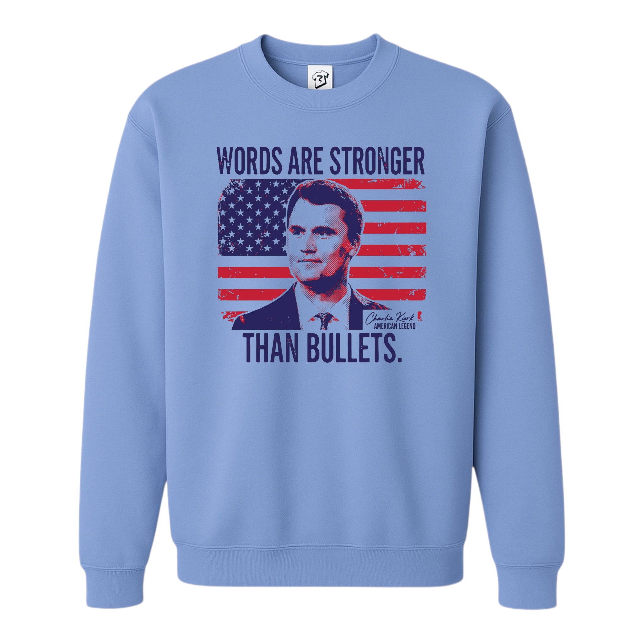 Tees Club crewneck sweatshirt Words Are Stronger Than Bullets Charlie Kirk - Sweatshirt Black Size M detail