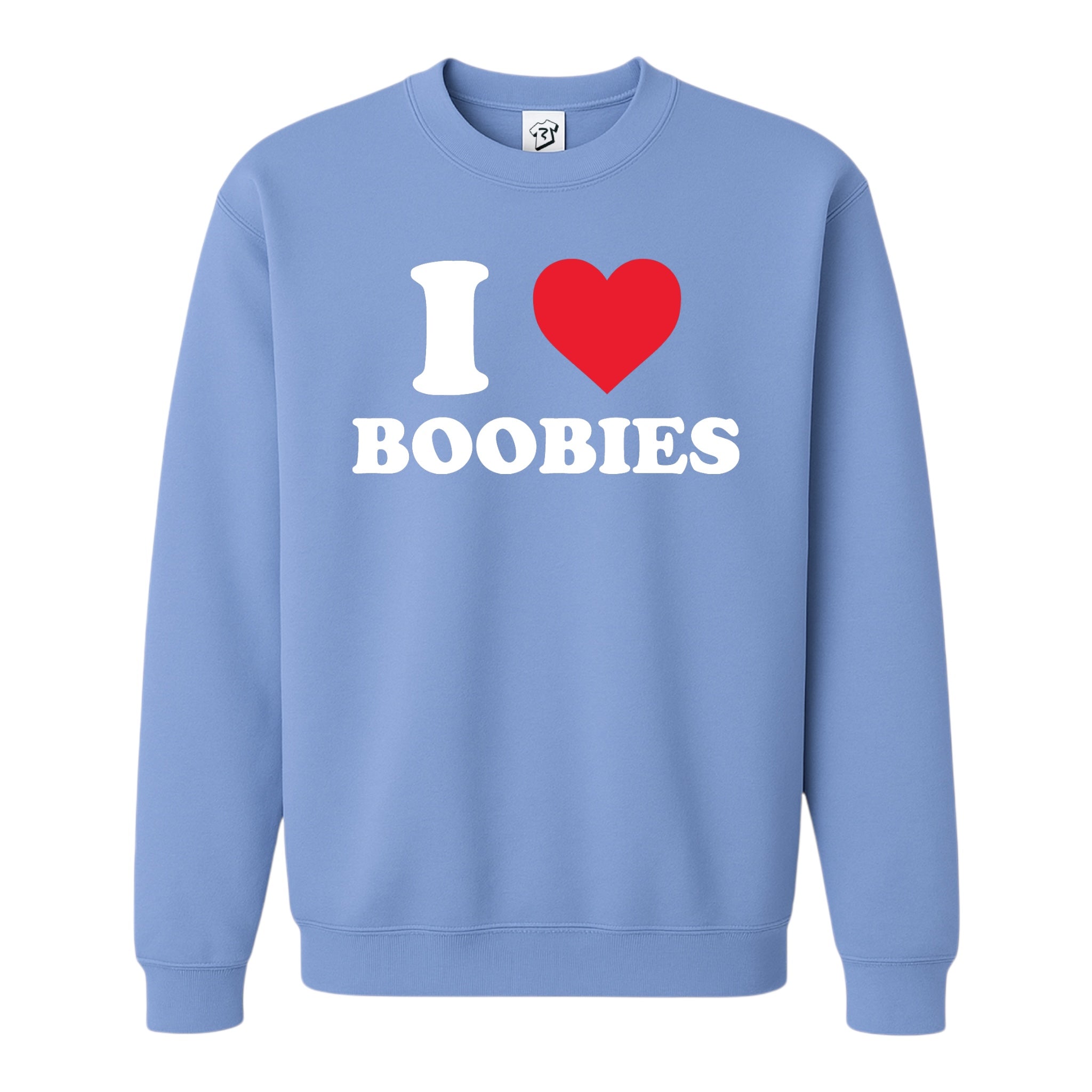 Tees Club crewneck sweatshirt I Love Boobies - Sweatshirt Black Size S front view