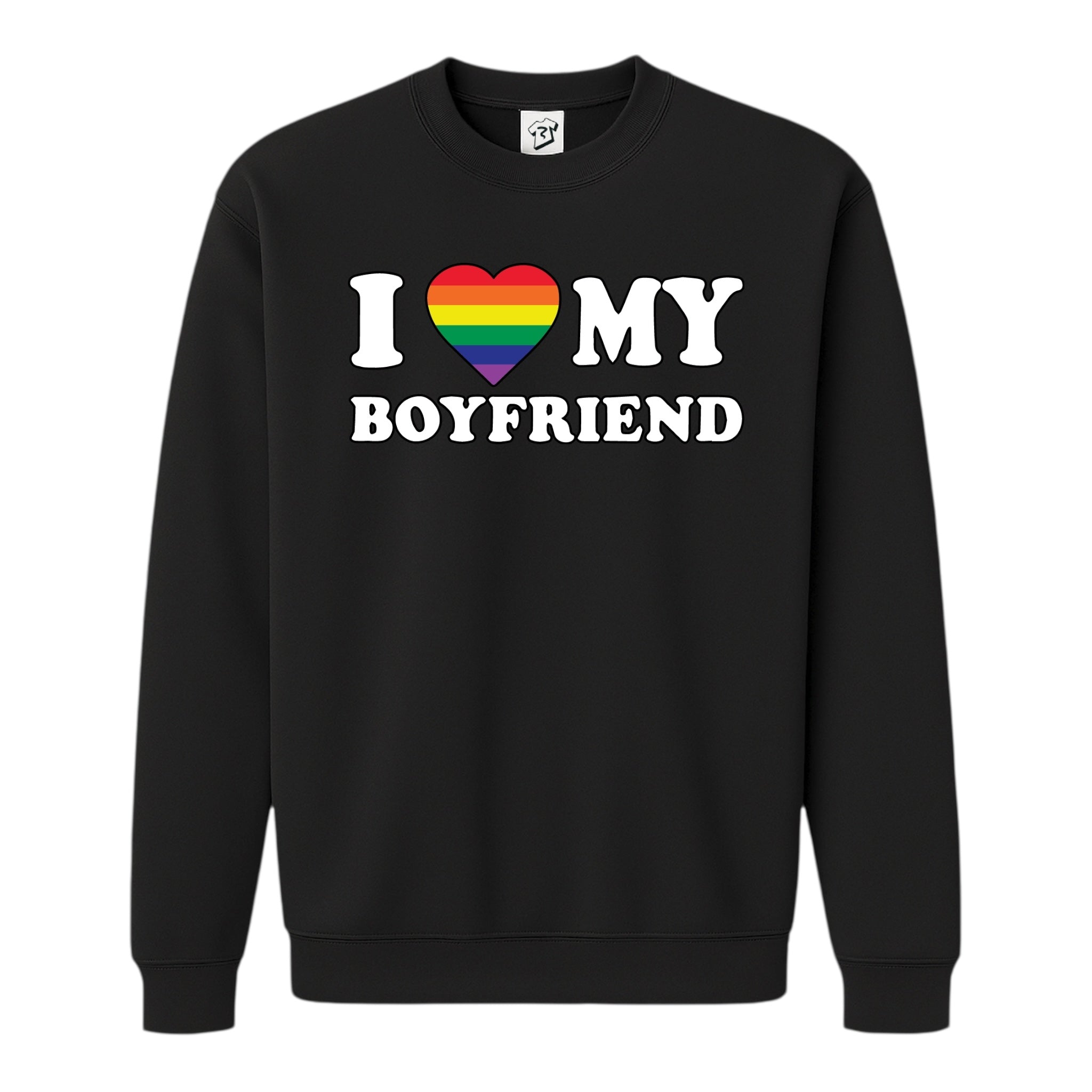 Tees Club crewneck sweatshirt I Love My Boyfriend (Pride) - Sweatshirt Black Size S front view