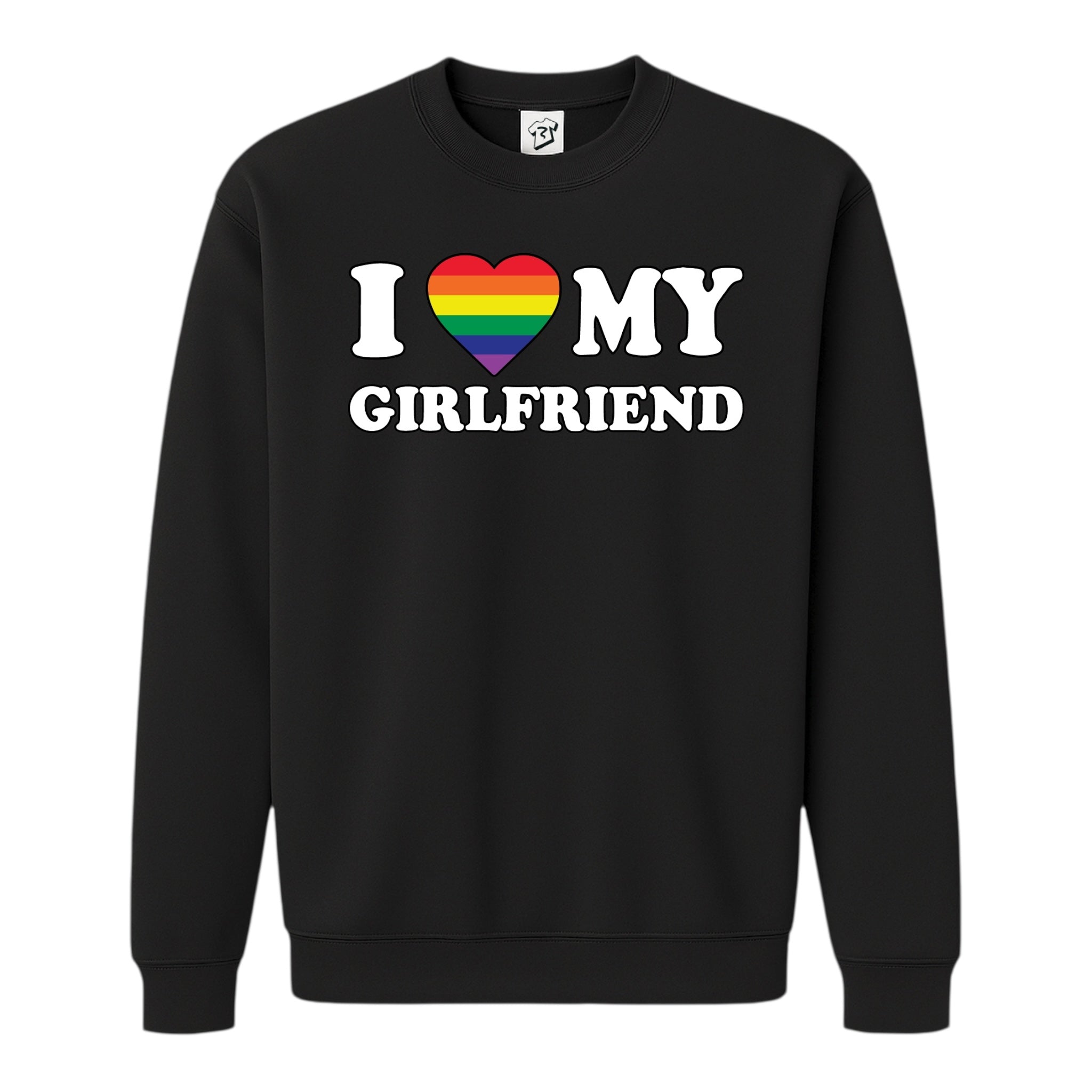 Tees Club crewneck sweatshirt I Love My Girlfriend (Pride) - Sweatshirt Black Size S front view