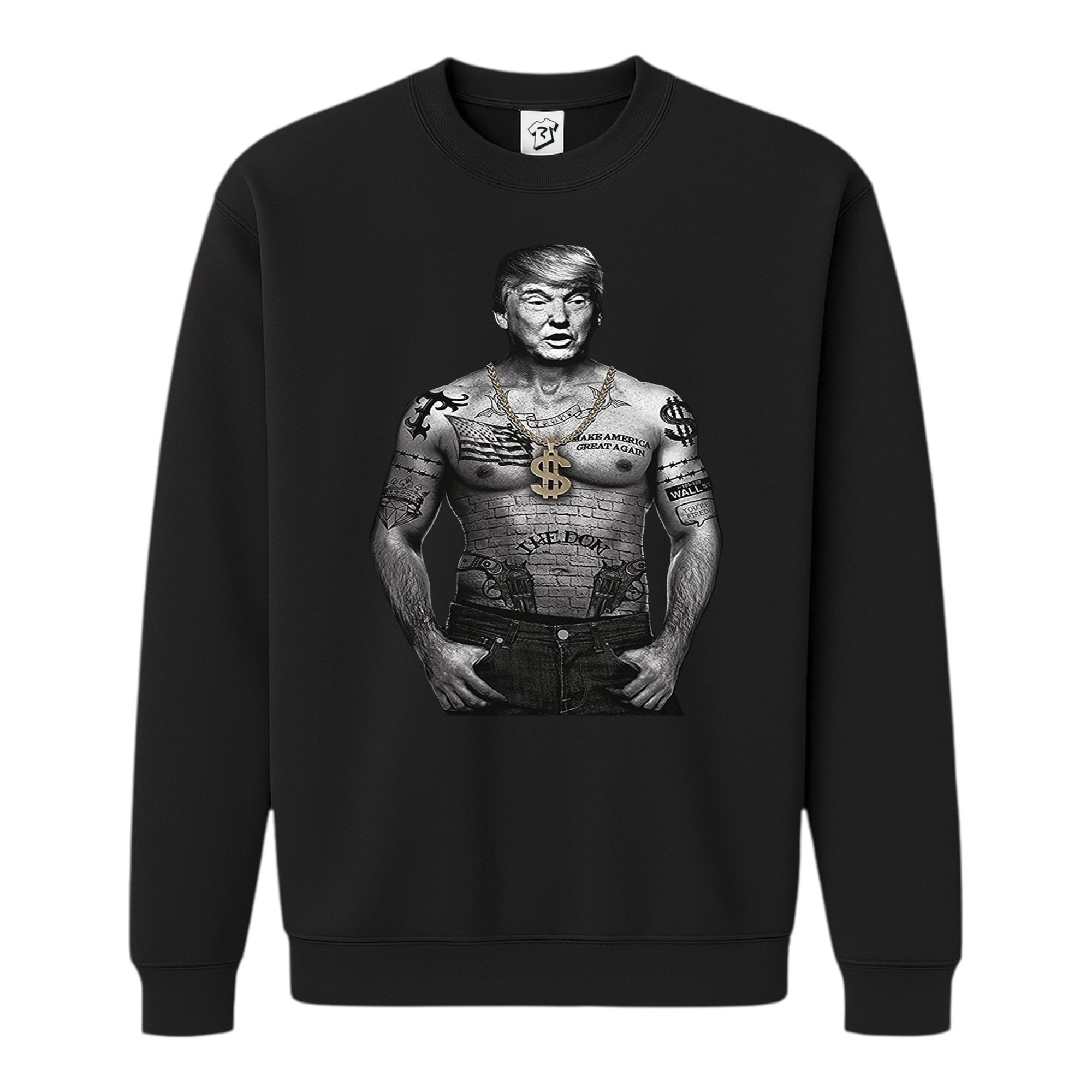 Tees Club crewneck sweatshirt Trump Tattooed - Sweatshirt Black Size S front view