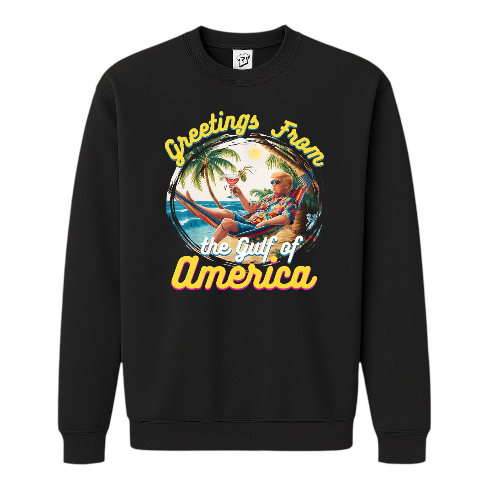 Tees Club crewneck sweatshirt Greetings From Gulf of America - Sweatshirt Black Size S front view