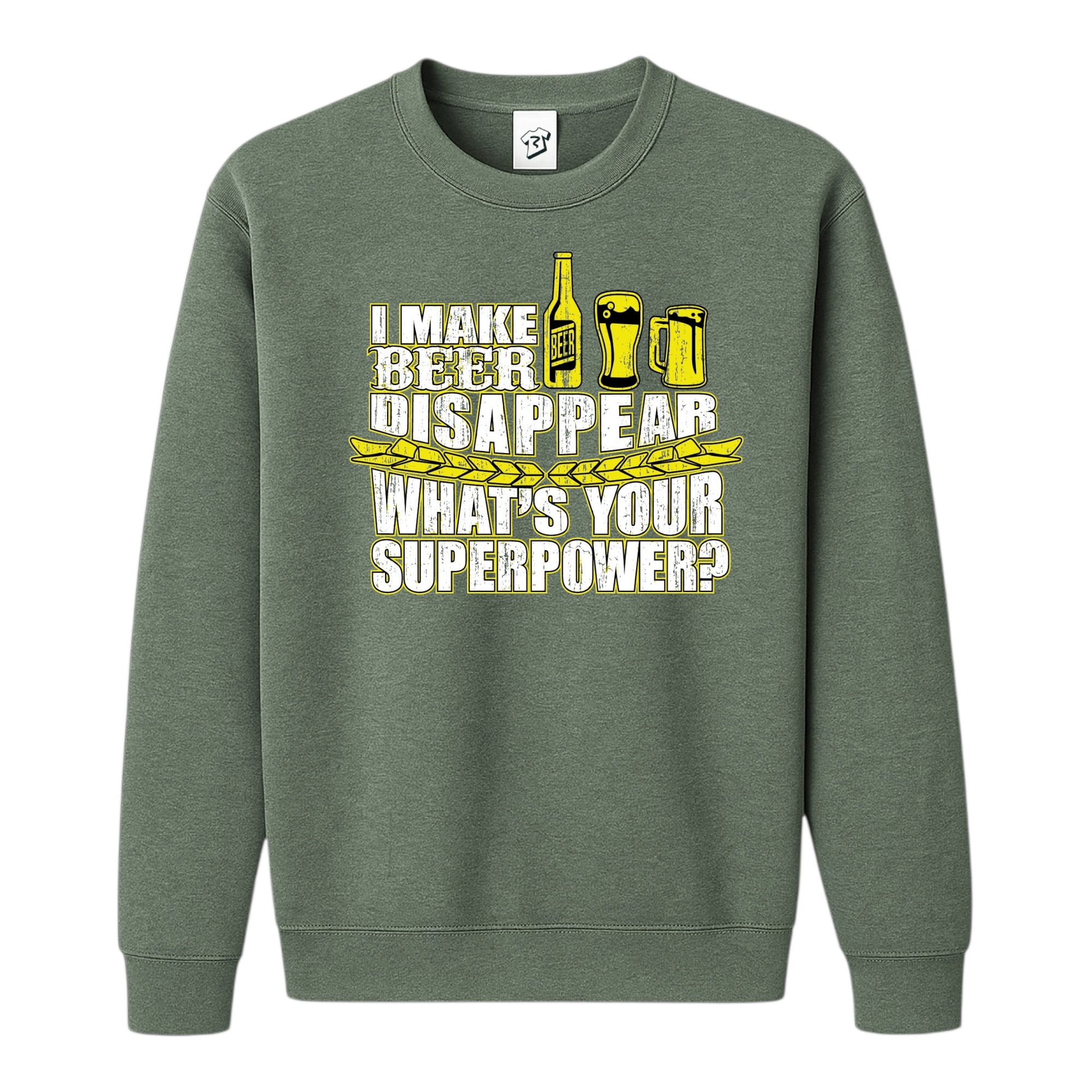 Tees Club crewneck sweatshirt I Make Beer Disappear What's Your Superpower? - Sweatshirt Black Size S back view