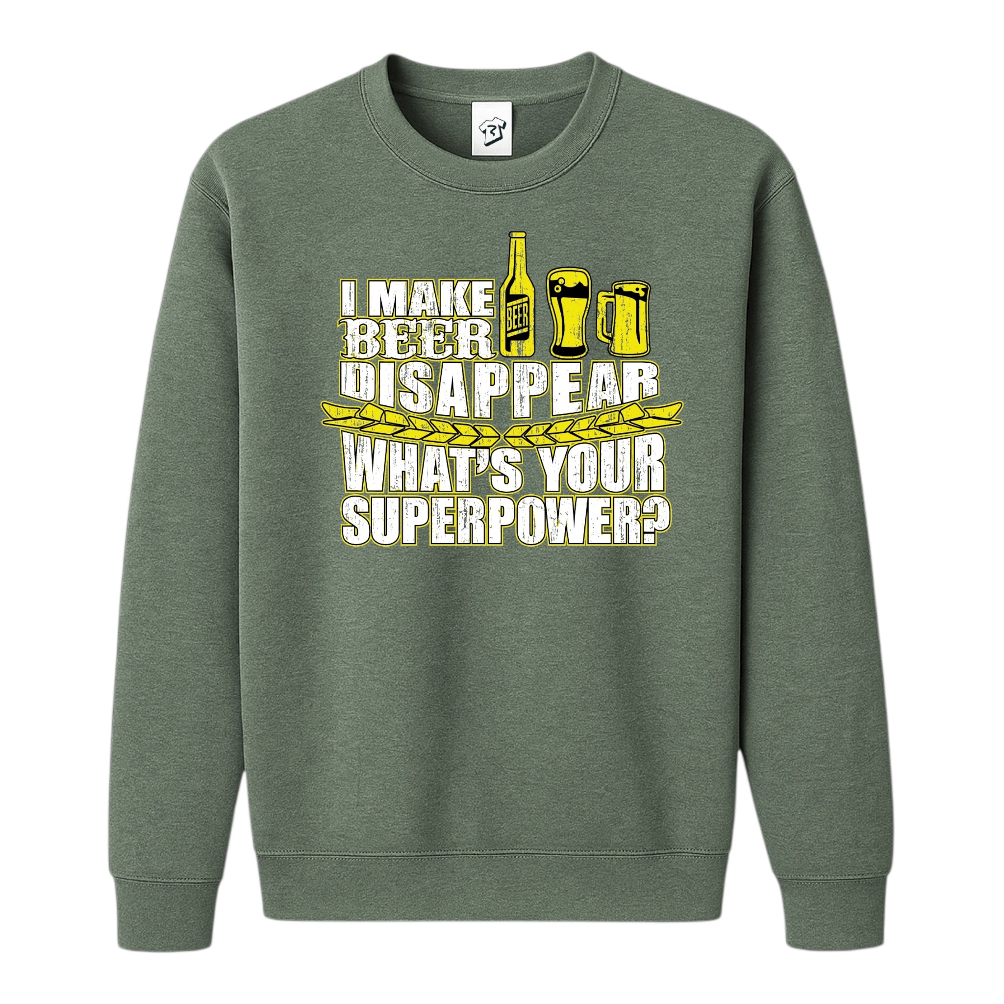 Tees Club crewneck sweatshirt I Make Beer Disappear What's Your Superpower? - Sweatshirt Black Size S back view