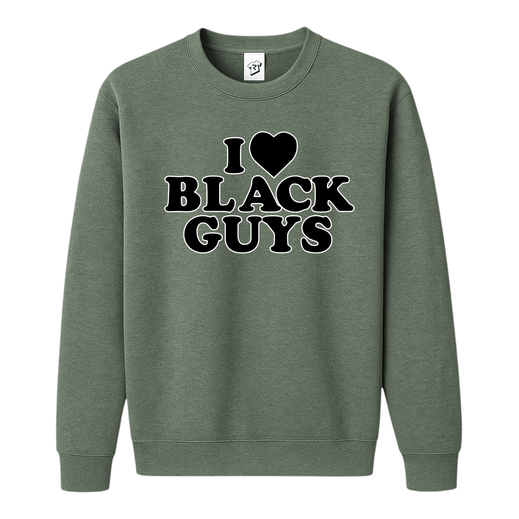 Tees Club crewneck sweatshirt I Love Black Guys (Black) - Sweatshirt Black Size S front view