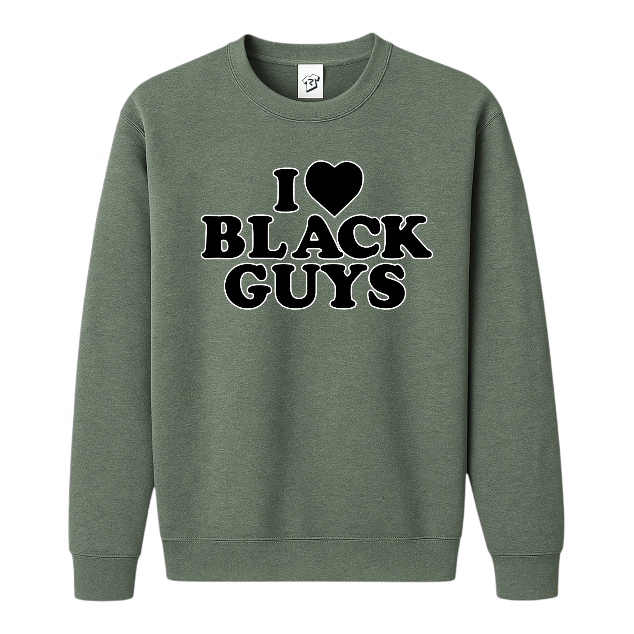 Tees Club crewneck sweatshirt I Love Black Guys (Black) - Sweatshirt Black Size S front view