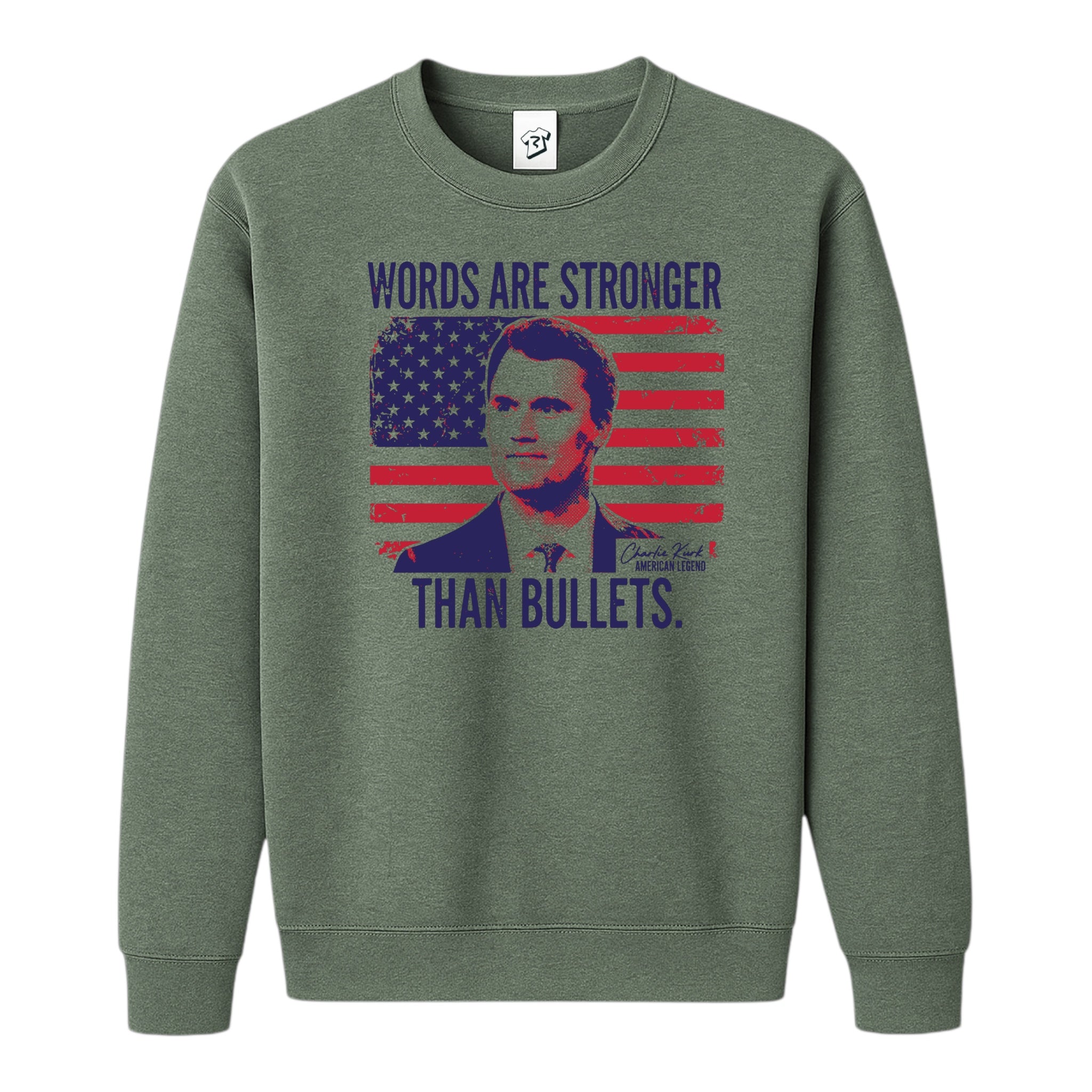 Tees Club crewneck sweatshirt Words Are Stronger Than Bullets Charlie Kirk - Sweatshirt Black Size M detail