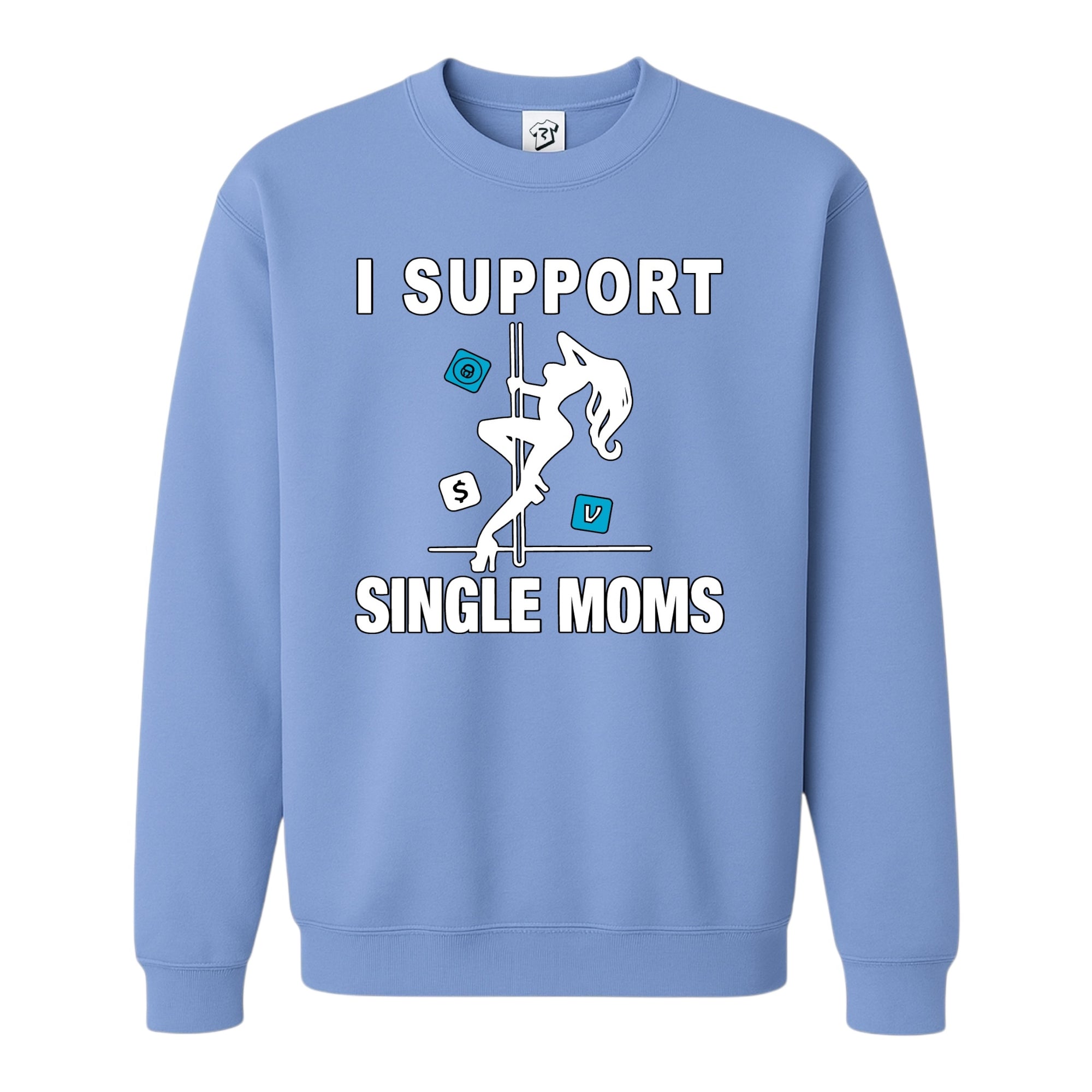 Tees Club crewneck sweatshirt I Support Single Moms - Sweatshirt Black Size S front view